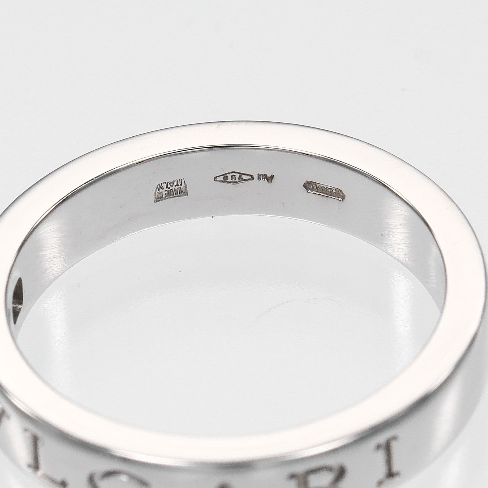 Bvlgari B.Zero1 Essential Logo Band 18K White Gold And Diamond Silver White_Gold Ring Jewelry (Pre-Owned)