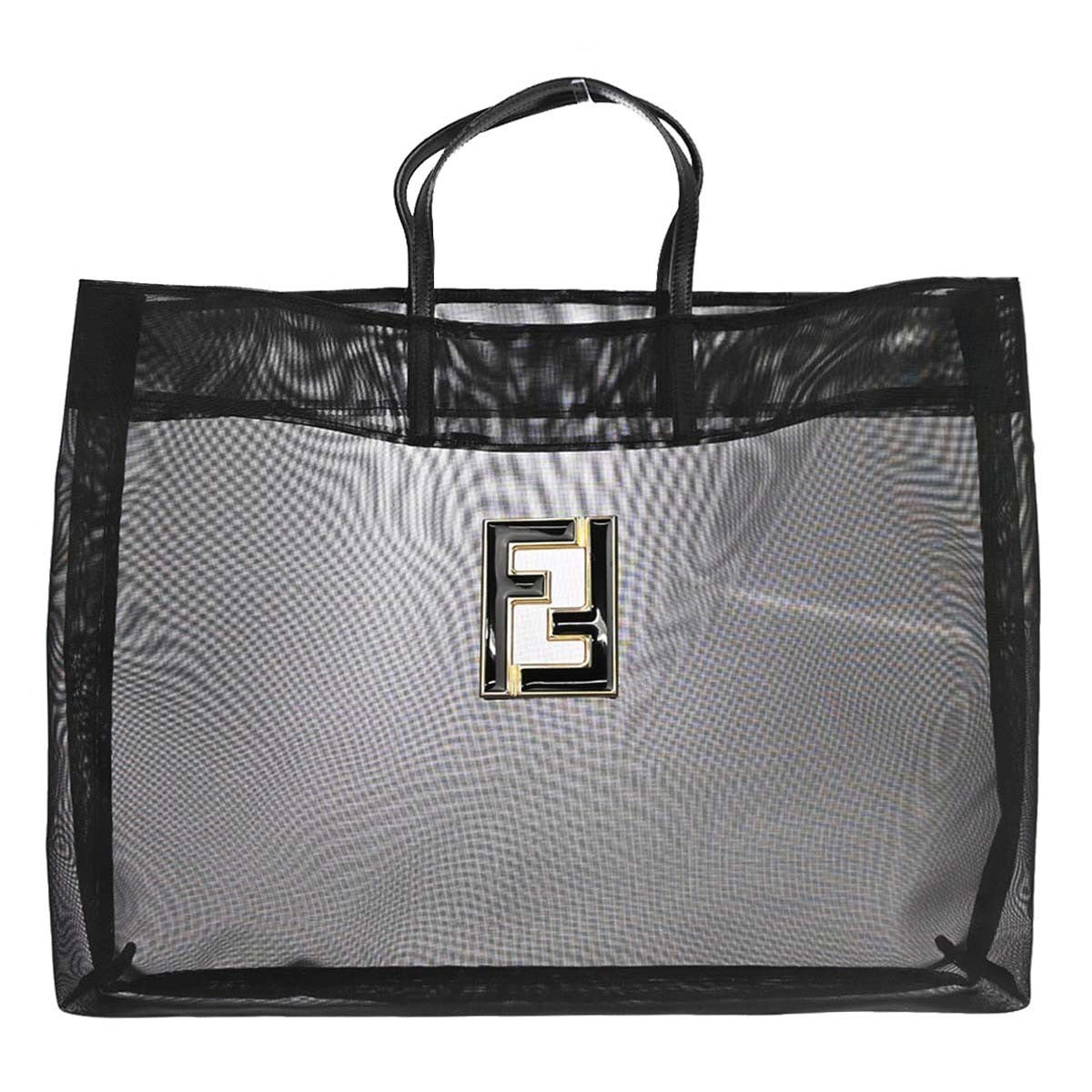 Fendi Vintage Ff Mesh Black Nylon Tote Bag Bag (Pre-Owned)