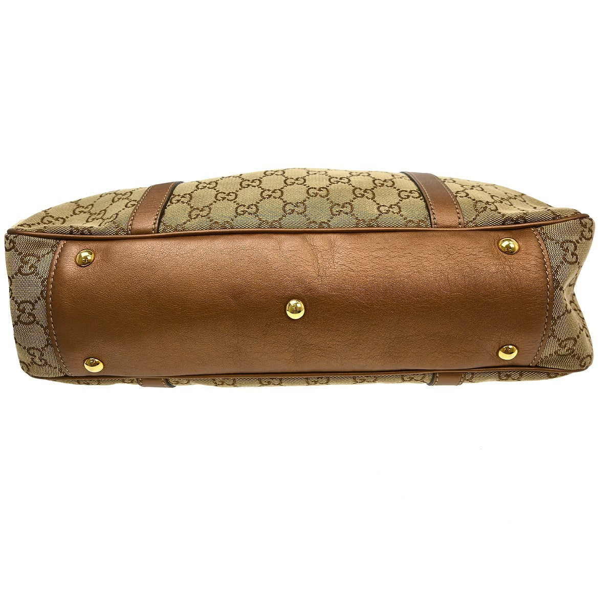 Gucci Twins Gg Canvas With Leather Beige Canvas Tote Bag Bag (Pre-Owned)