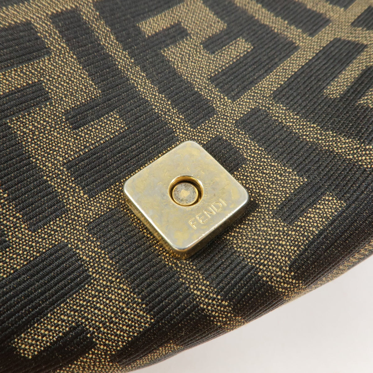 Fendi Round Flap Baguette Zucca Canvas Brown Canvas Shoulder Bag Bag (Pre-Owned)