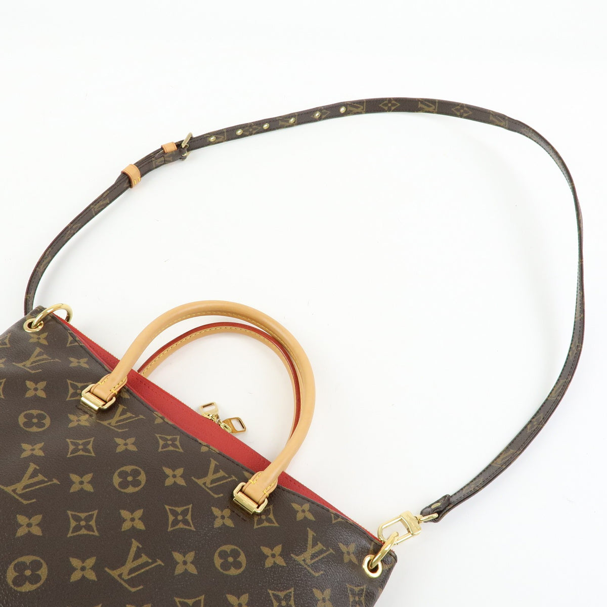 Louis Vuitton Pallas Monogram Canvas With Leather Brown Canvas Tote Bag Bag (Pre-Owned)
