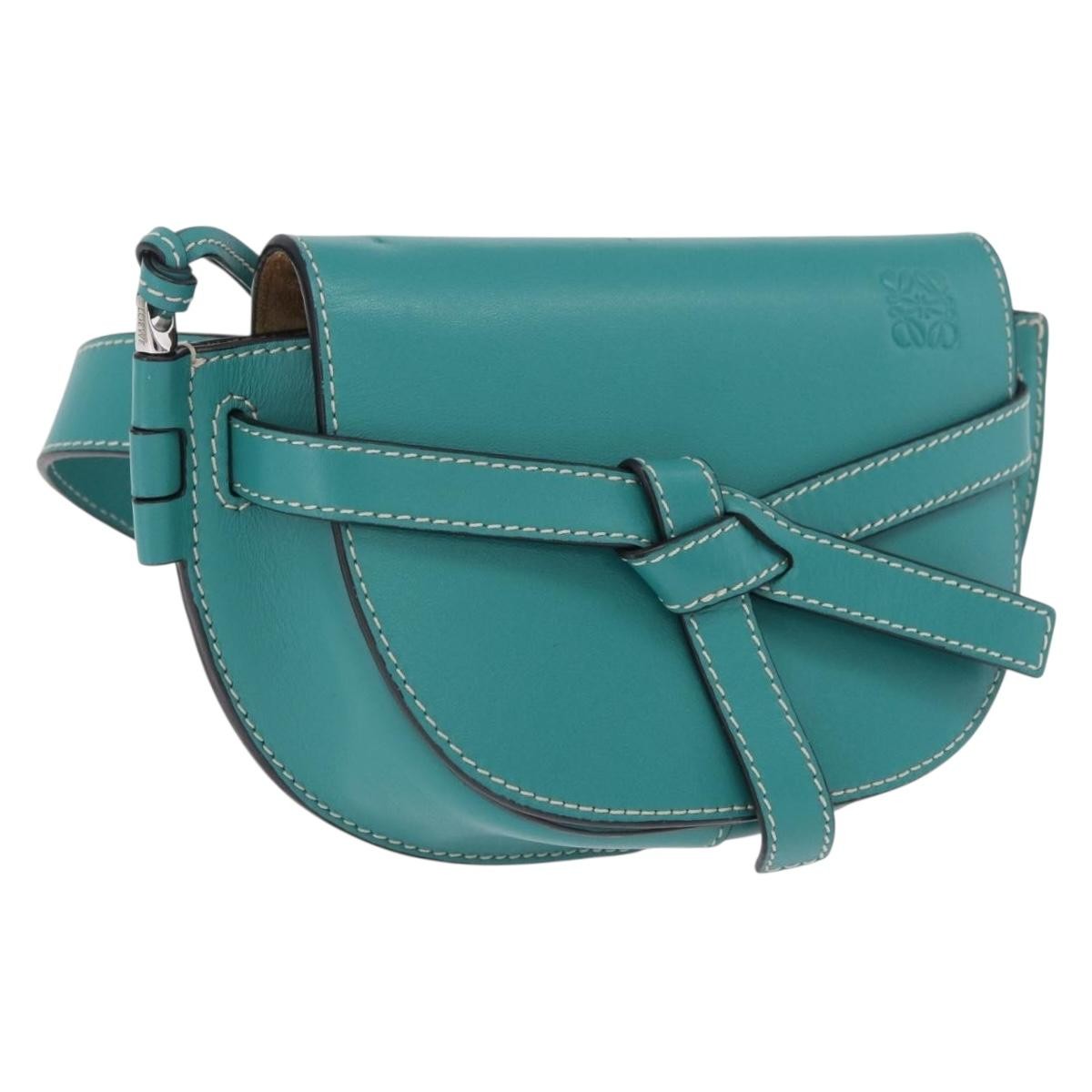 Loewe Gate Belt Leather Green Leather Handbag (Pre-Owned)