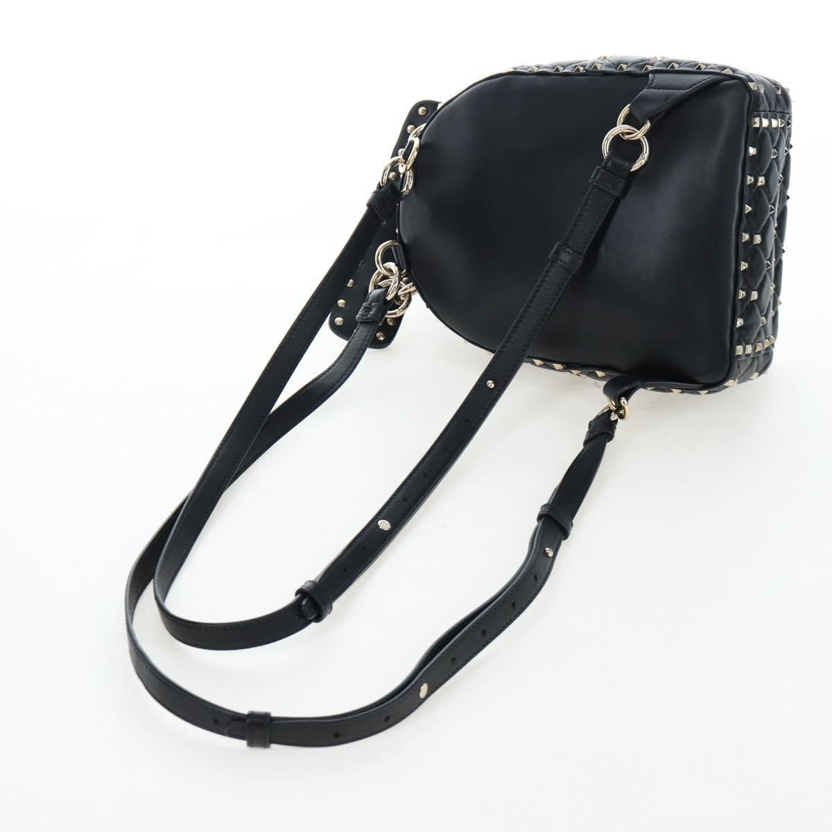 Valentino Garavani Rockstud Spike Quilted Leather Black Leather Backpack Bag (Pre-Owned)