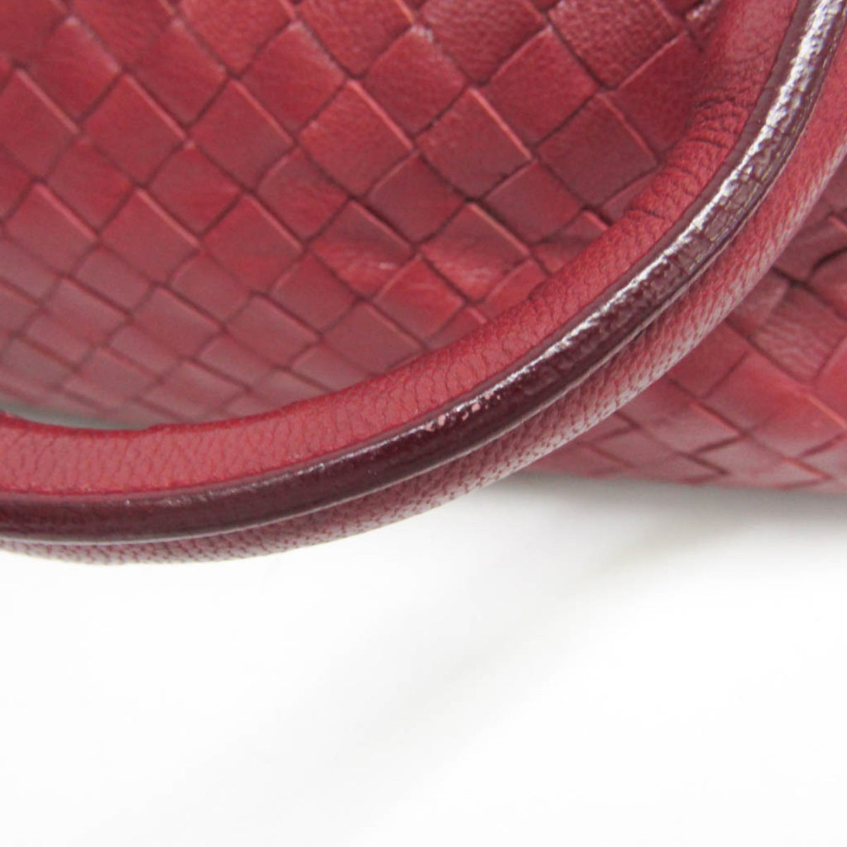 Bottega Veneta Zip Boston Intrecciato Nappa Red Leather Handbag (Pre-Owned)