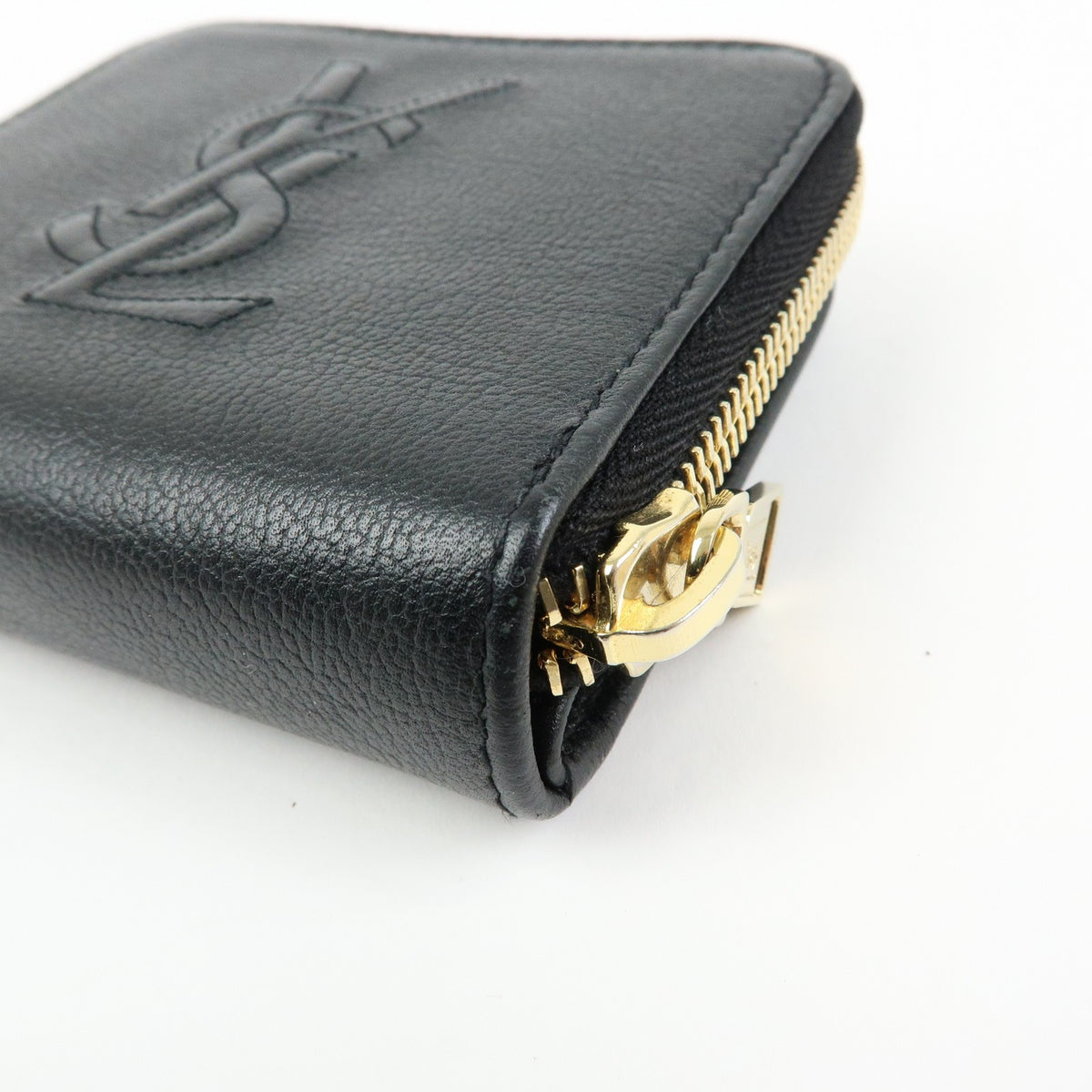 Saint Laurent Belle De Jour Zip Around French Leather Black Leather Wallets Accessory (Pre-Owned)