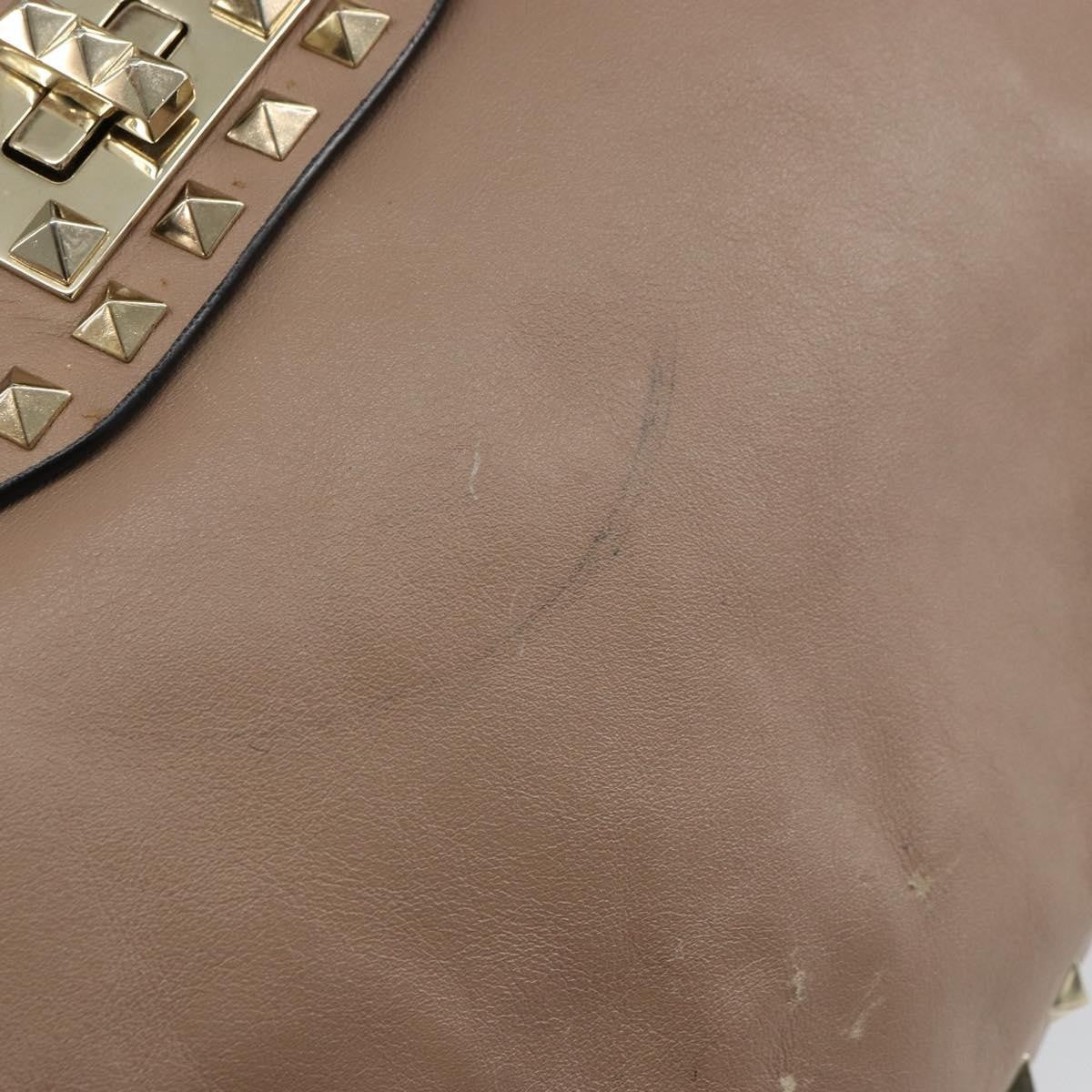 Valentino Garavani Rockstud Tote Soft Leather Beige Leather Tote Bag Bag (Pre-Owned)