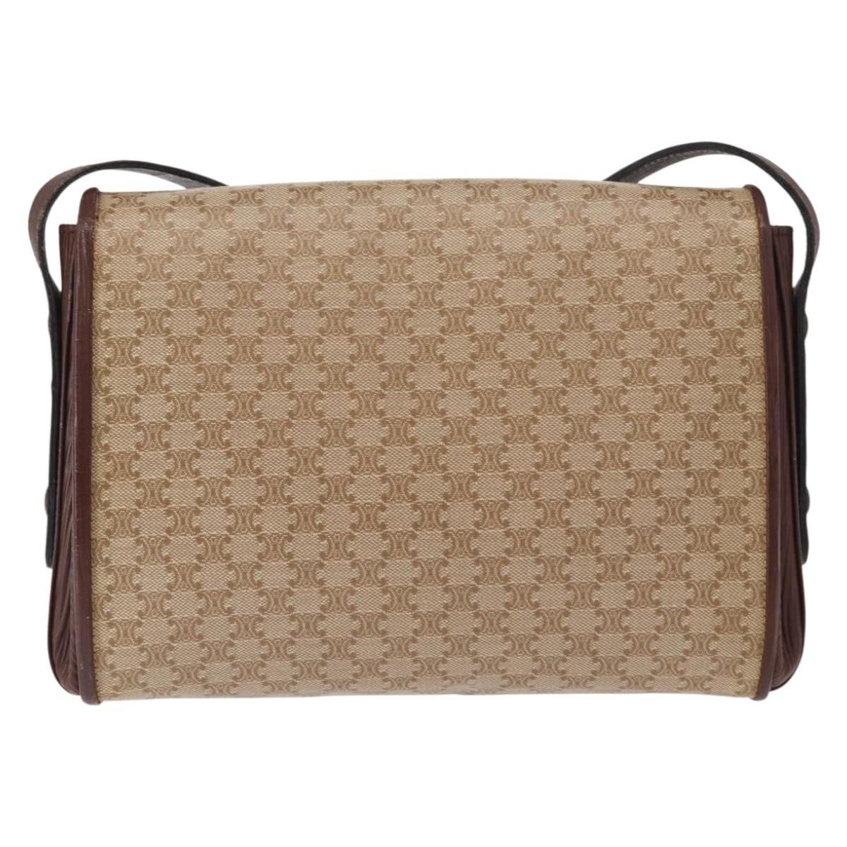 Celine Vintage Macadam Canvas And Leather Beige Canvas Shoulder Bag Bag (Pre-Owned)