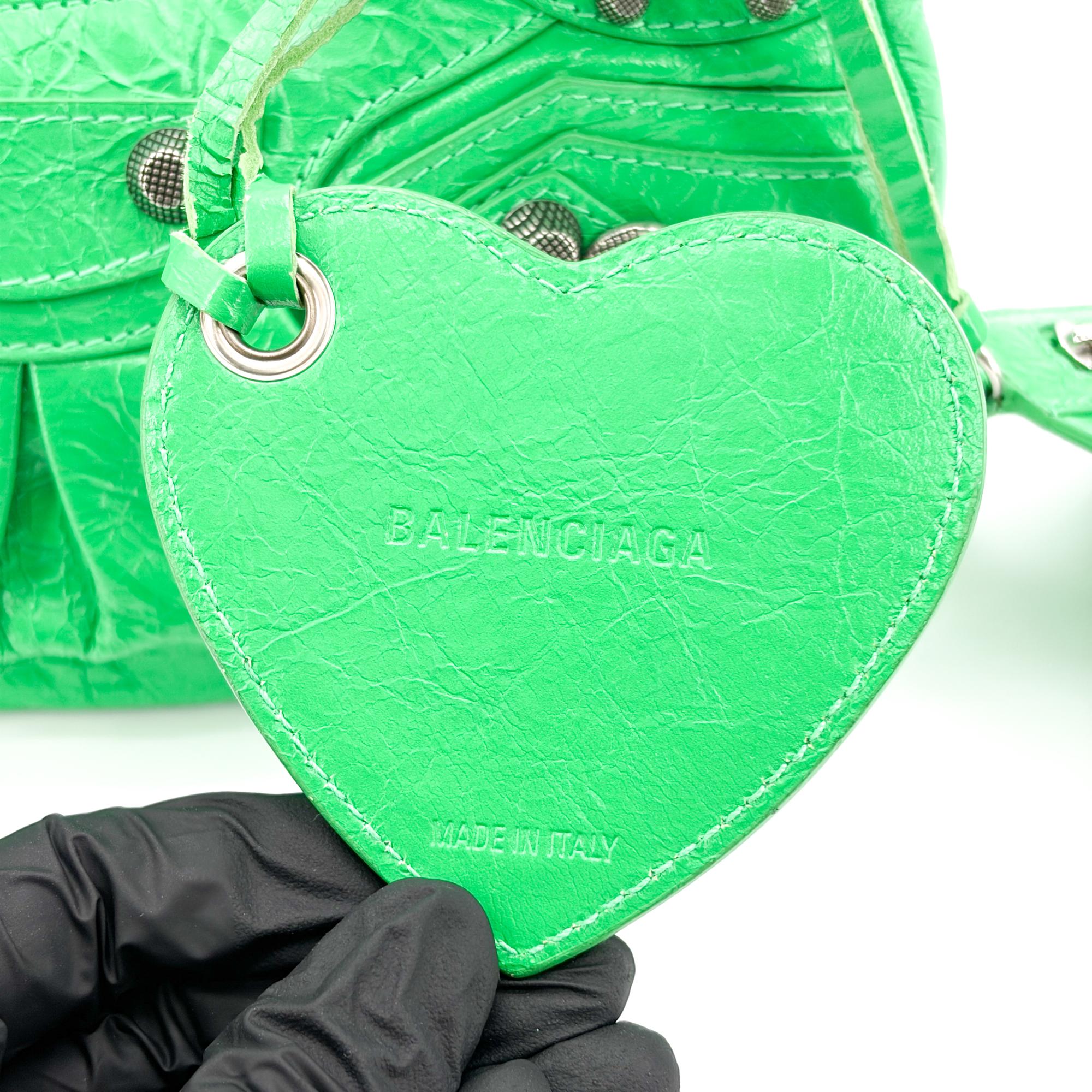 Balenciaga Le Cagole Giant Spikes Leather Green Leather Shoulder Bag Bag (Pre-Owned)
