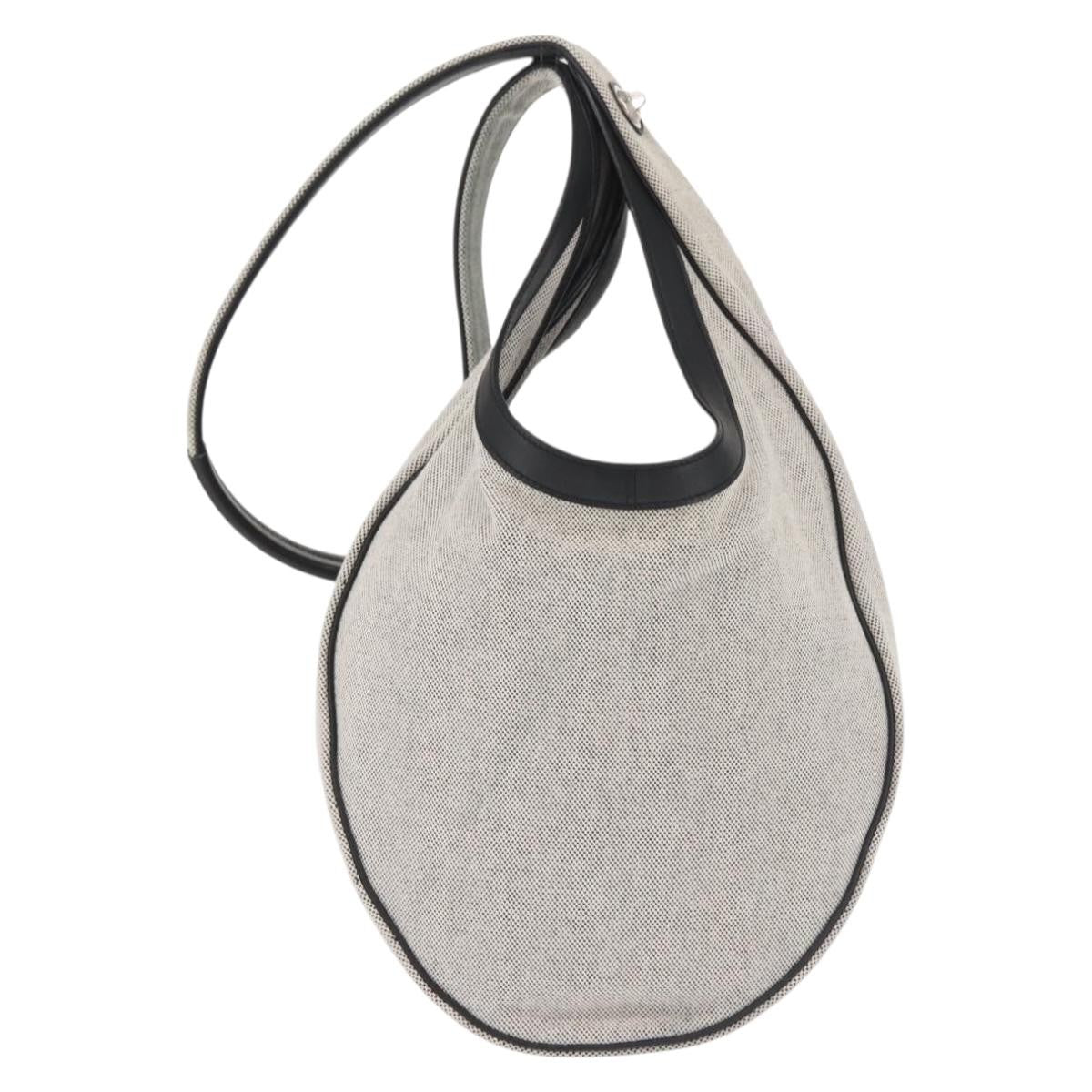 Hermes Sac Luco Canvas With Leather Gray Canvas Handbag (Pre-Owned)