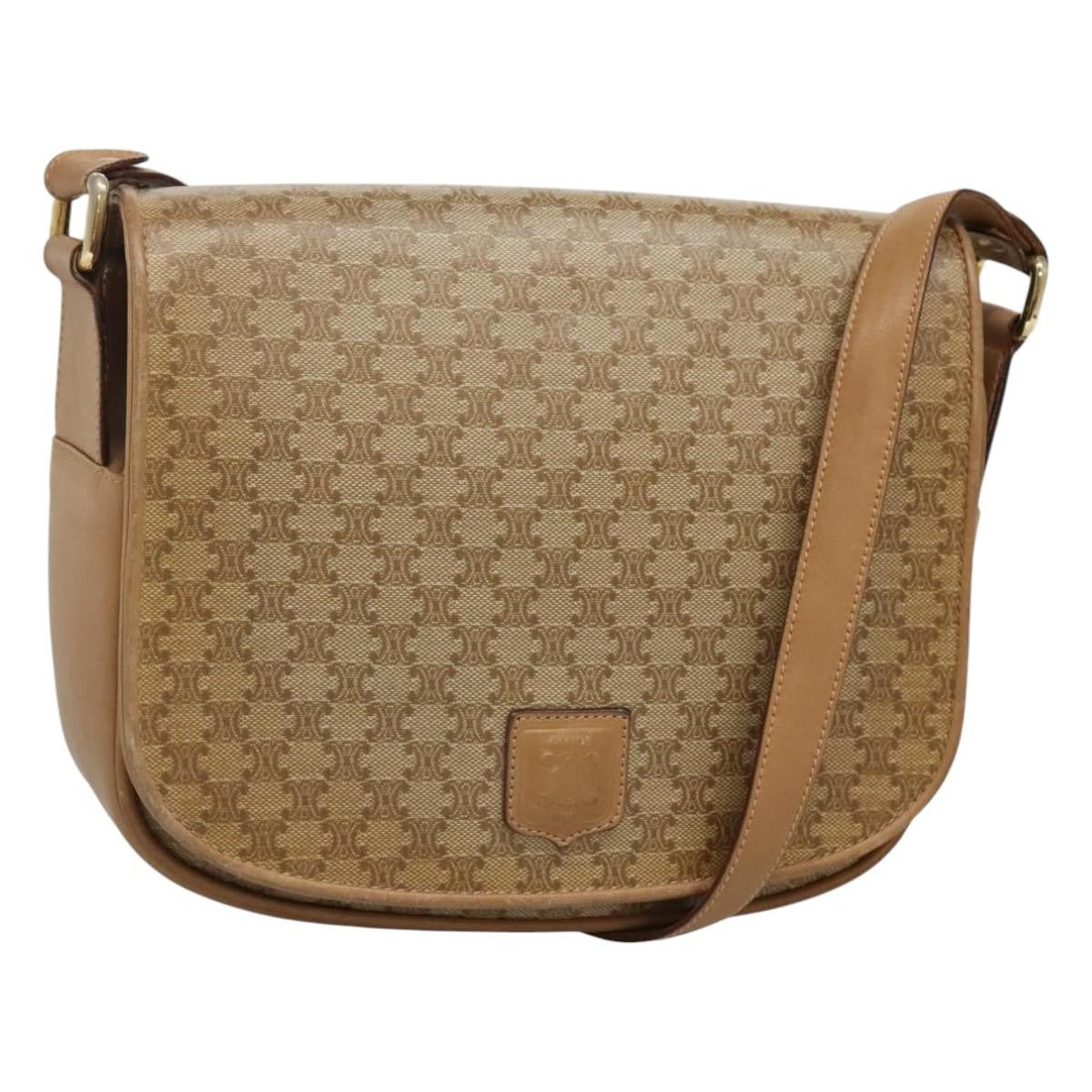 Celine Vintage Macadam Canvas And Leather Beige Canvas Shoulder Bag Bag (Pre-Owned)