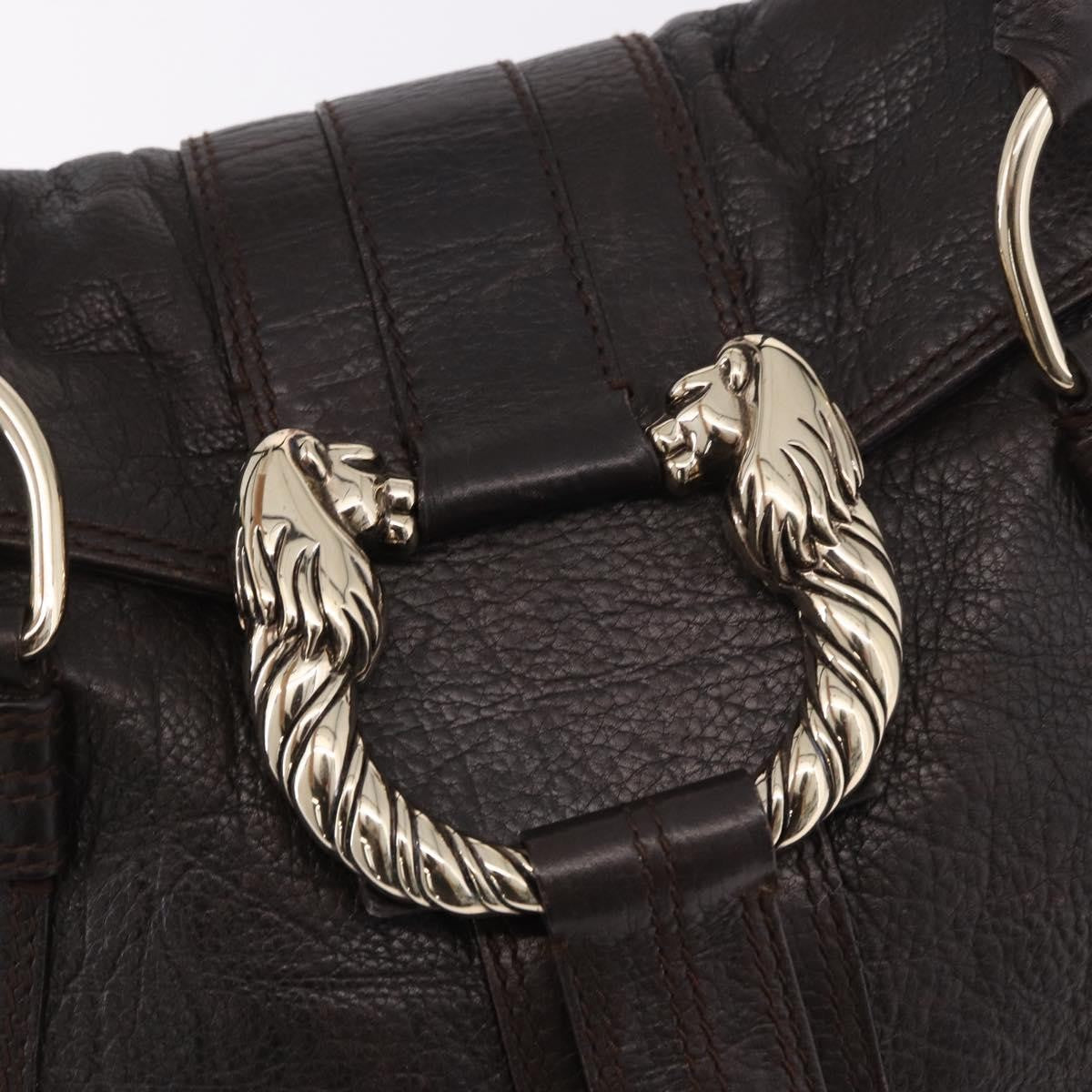Bvlgari Leoni Top Handle Leather Brown Leather Handbag (Pre-Owned)