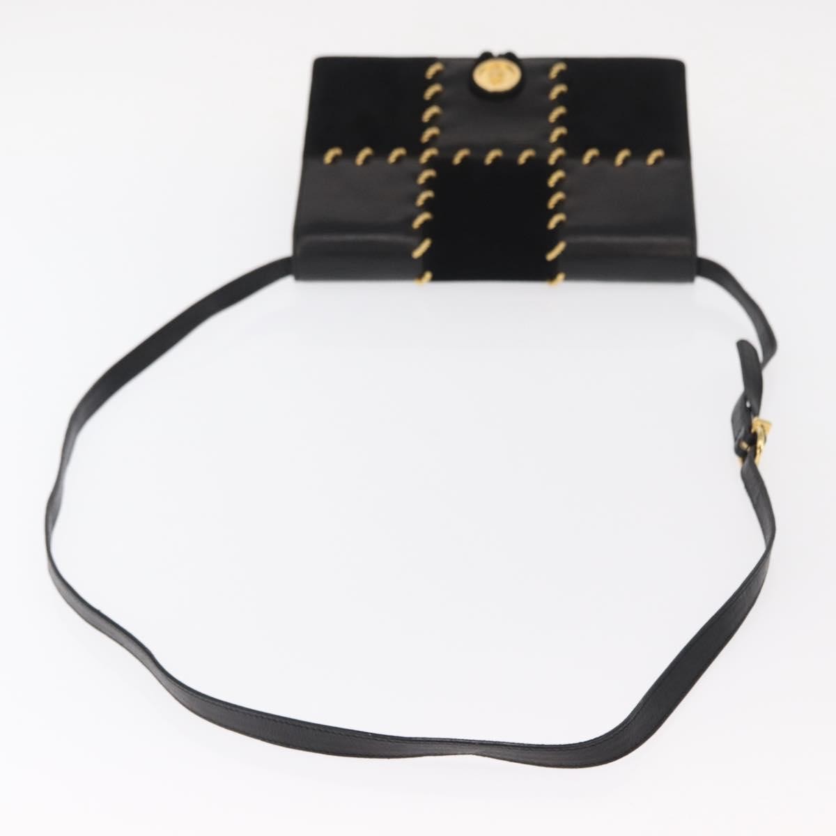 Salvatore Ferragamo Gancini Suede Black Suede Shoulder Bag Bag (Pre-Owned)