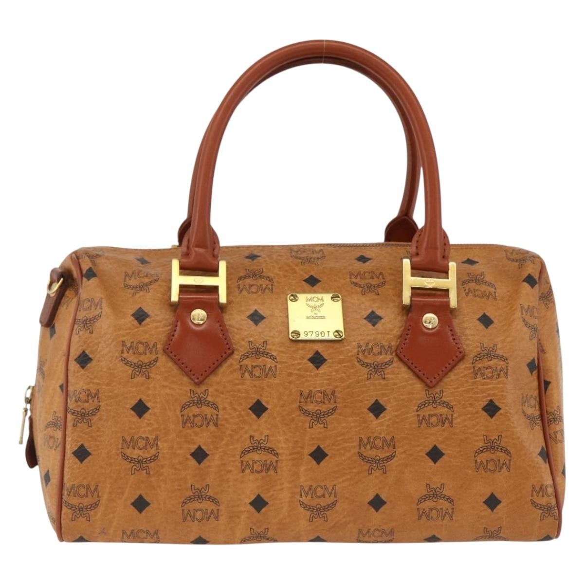 MCM Visetos Logogramme Leather Brown Leather Handbag (Pre-Owned)