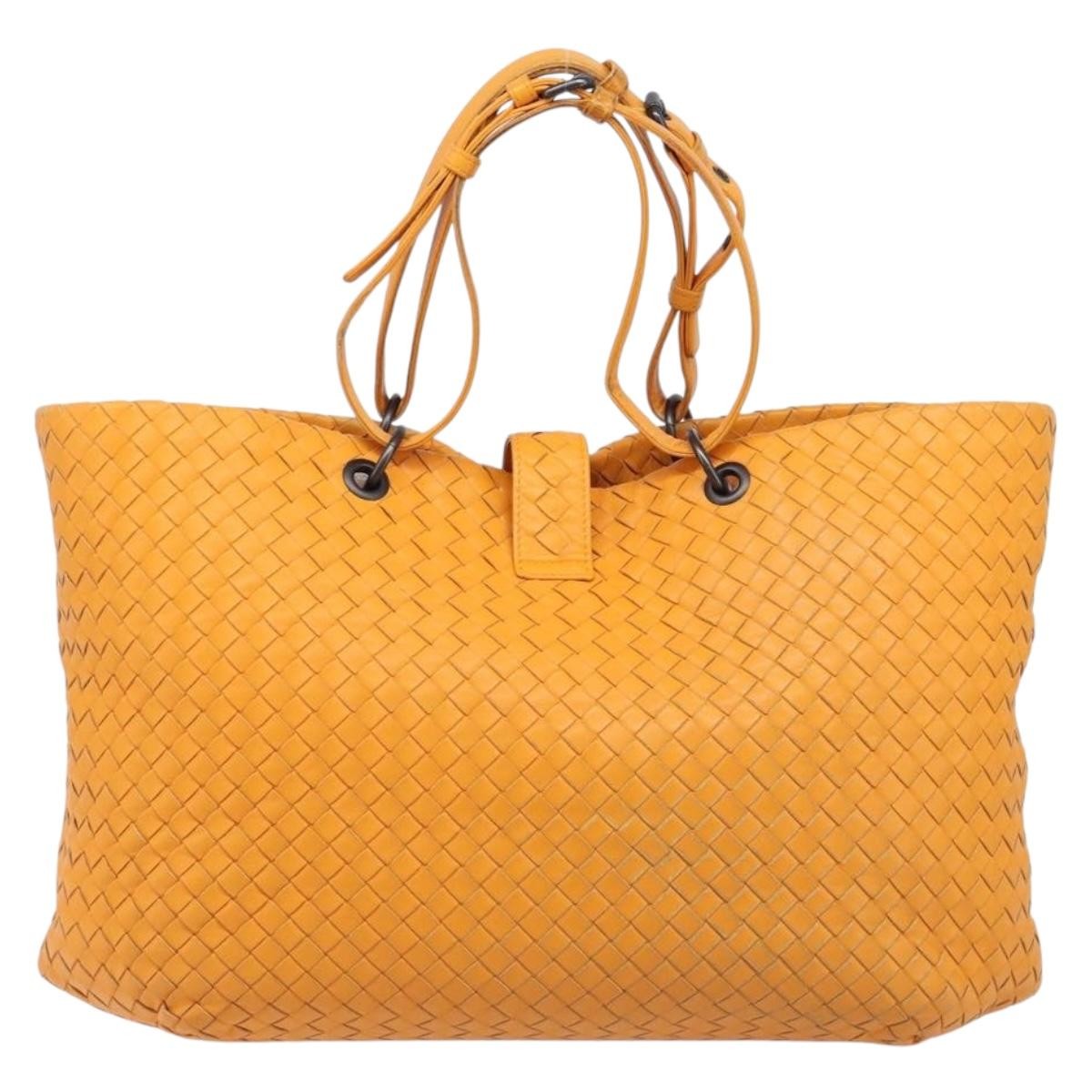 Bottega Veneta Capri Intrecciato Nappa Orange Leather Tote Bag Bag (Pre-Owned)