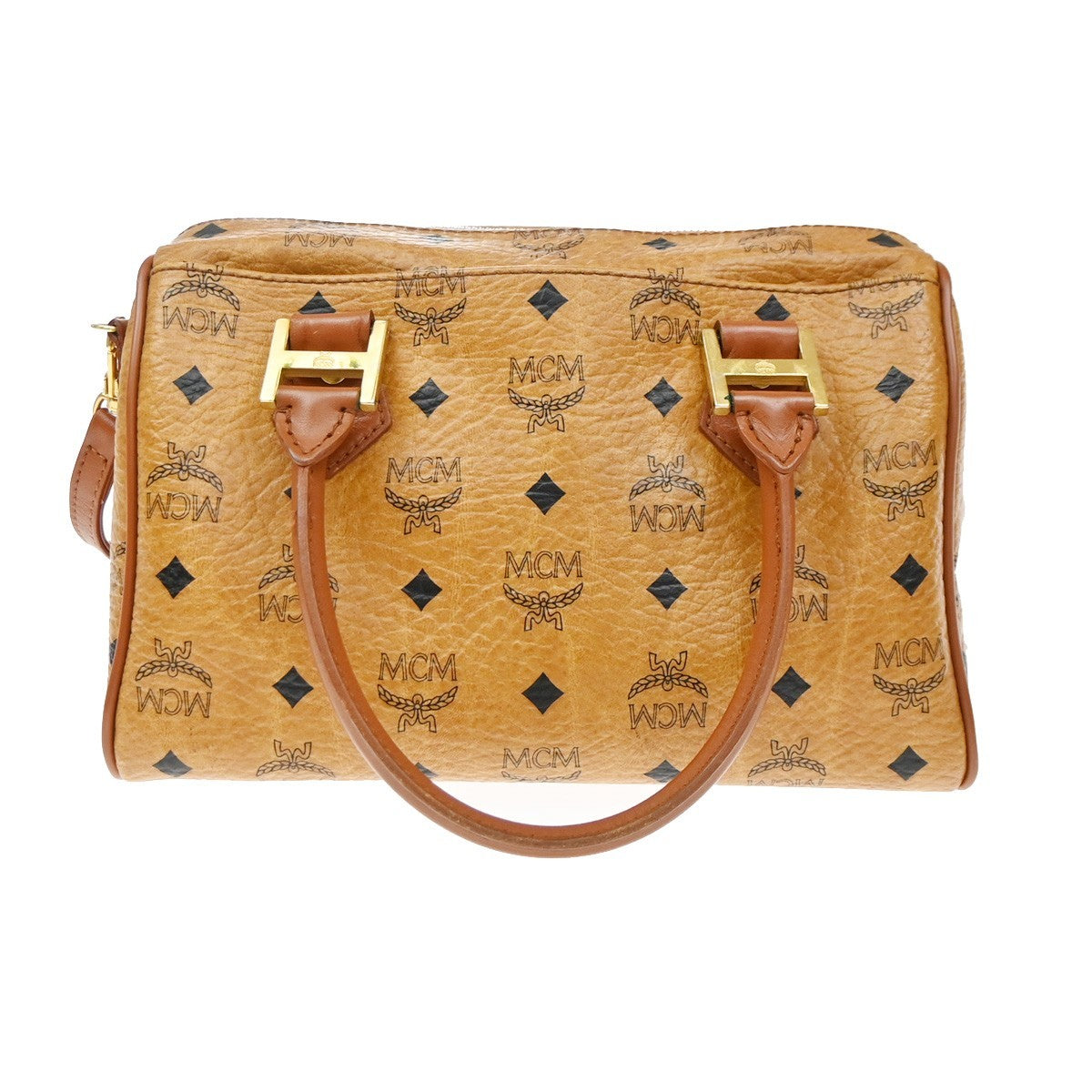 MCM Visetos Logogramme Leather Brown Leather Handbag (Pre-Owned)