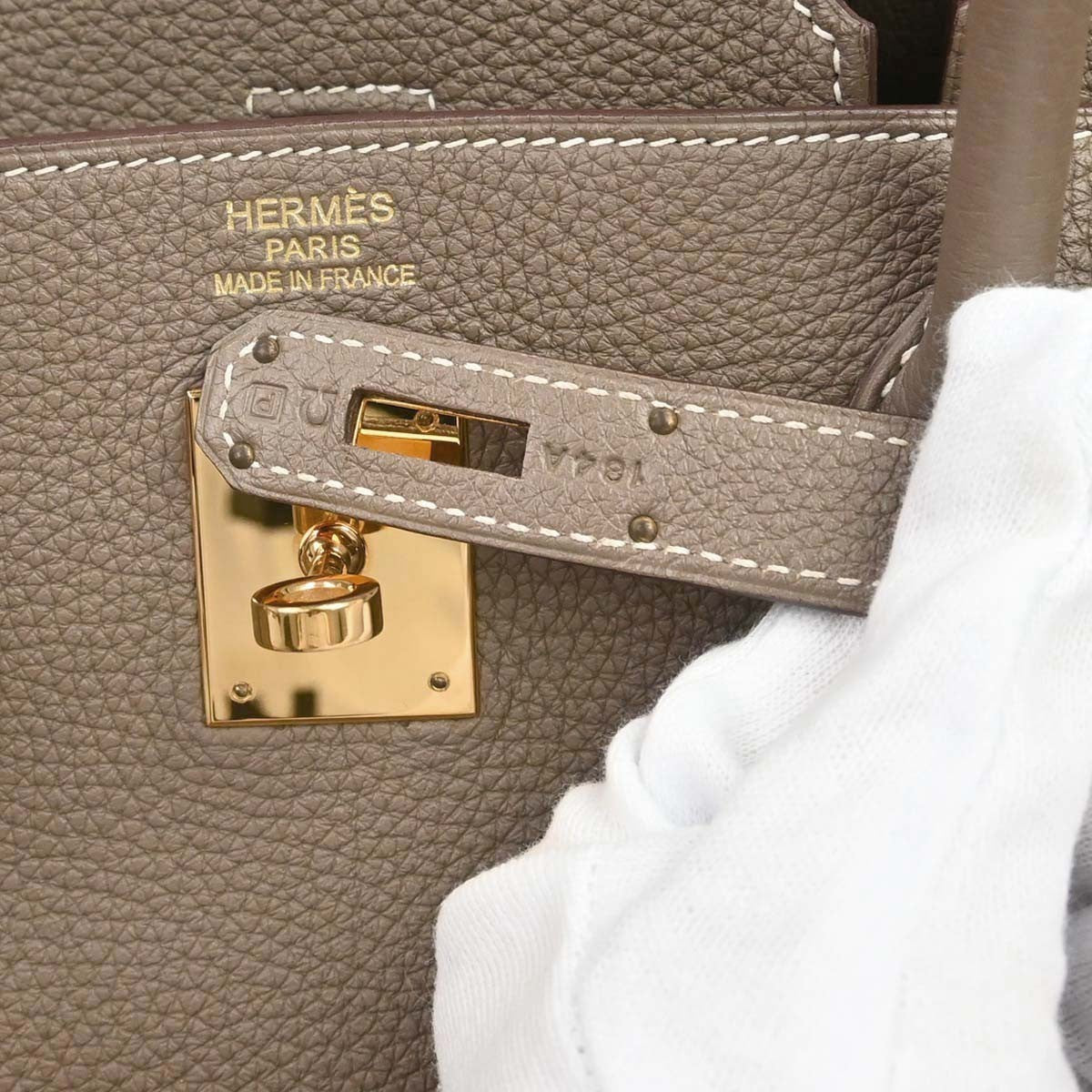 Hermes Birkin Etoupe Togo With Gold Hardware Gray Calfskin Handbag (Pre-Owned)