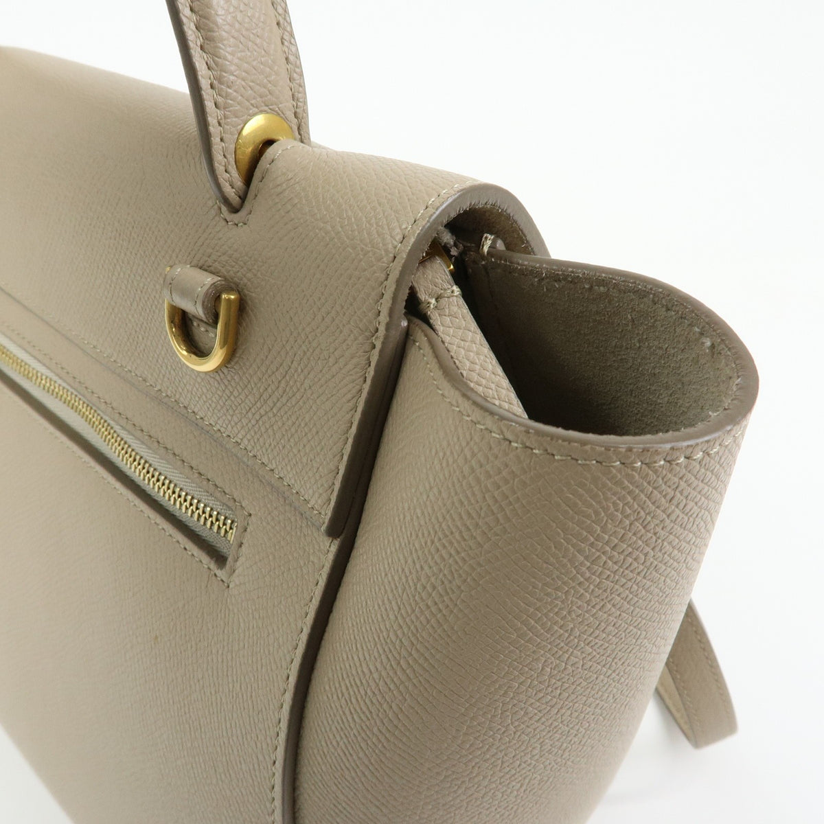 Celine Belt Textured Leather Beige Leather Handbag (Pre-Owned)