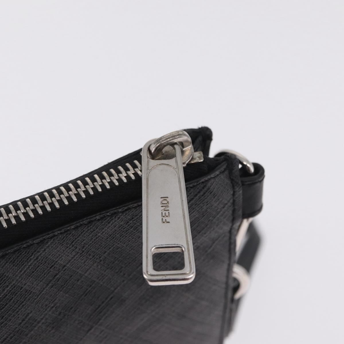 Fendi Zip Flat Wristlet Zucca Coated Canvas And Leather Black Canvas Clutche & Pouche Bag (Pre-Owned)