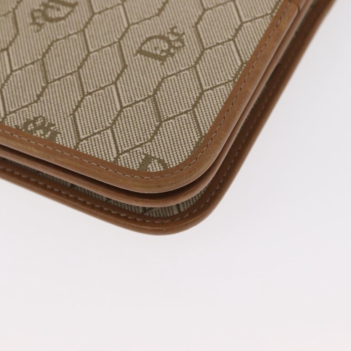 Christian Dior Vintage Honeycomb Zip Coated Canvas Beige Canvas Clutche & Pouche Bag (Pre-Owned)