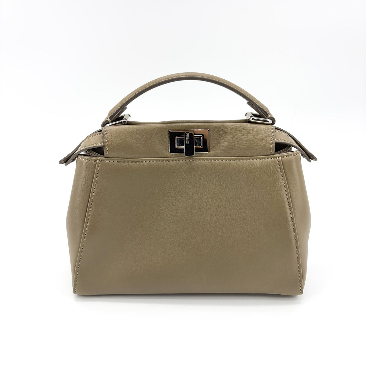 Fendi Peekaboo Soft Leather Beige Leather Handbag (Pre-Owned)