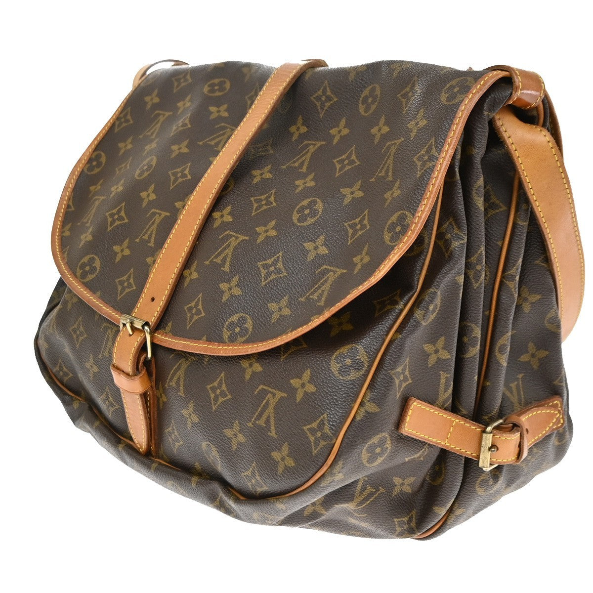 Louis Vuitton Saumur Monogram Canvas Brown Canvas Shoulder Bag Bag (Pre-Owned)