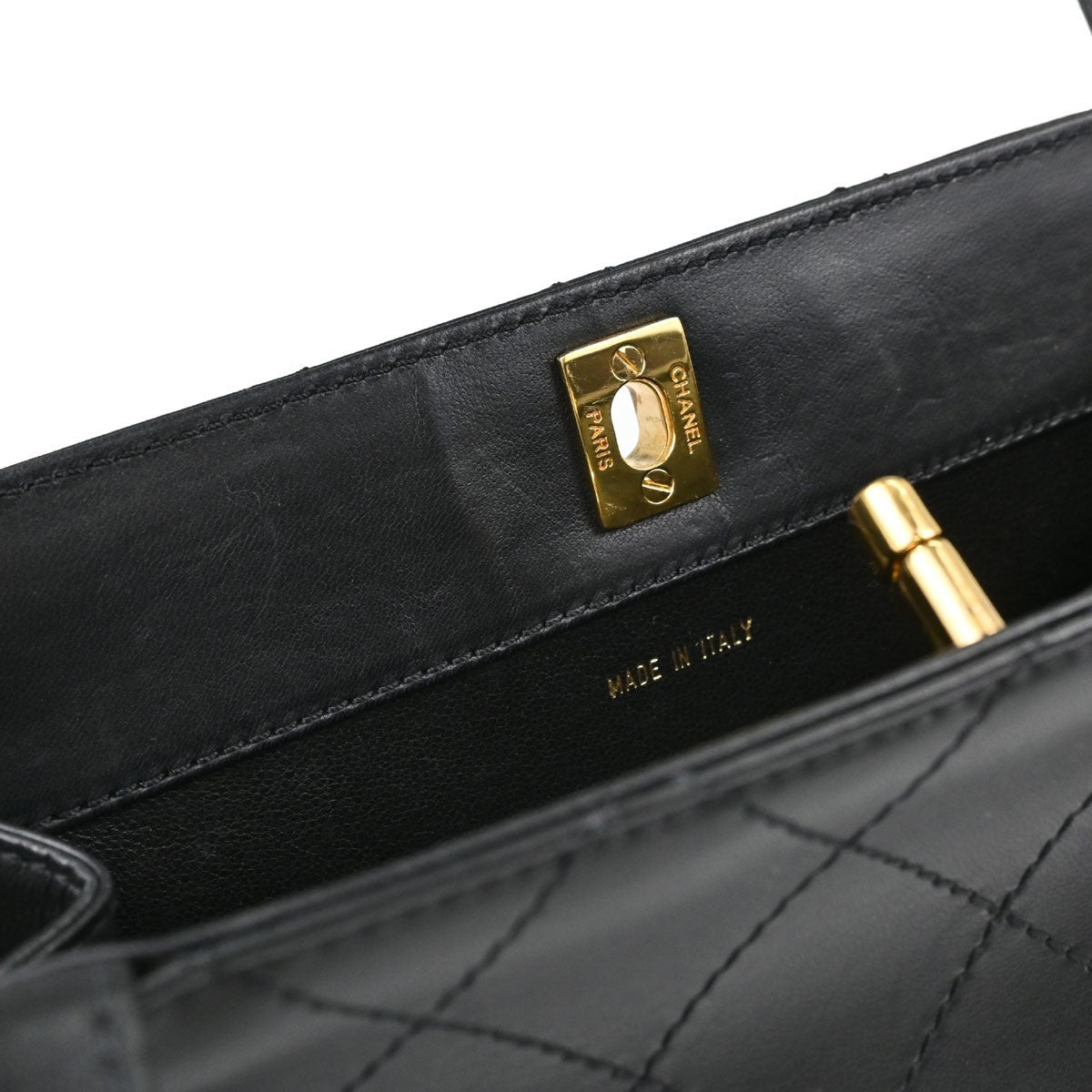 Chanel Vintage Stich Leather Black Leather Shoulder Bag Bag (Pre-Owned)