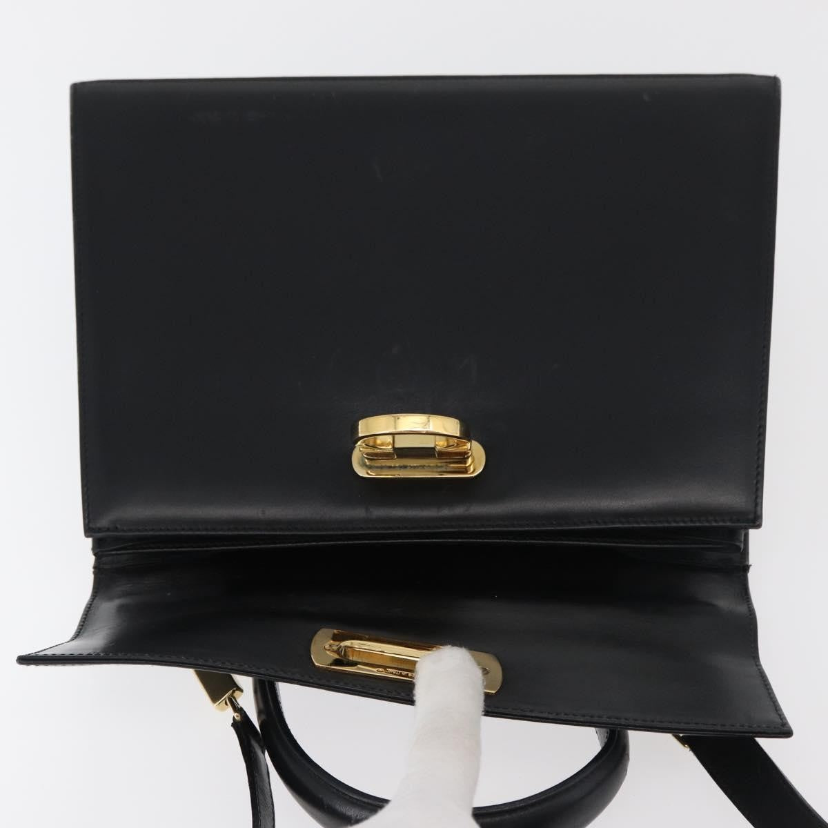 Salvatore Ferragamo Convertible Top Handle Leather Black Leather Handbag (Pre-Owned)