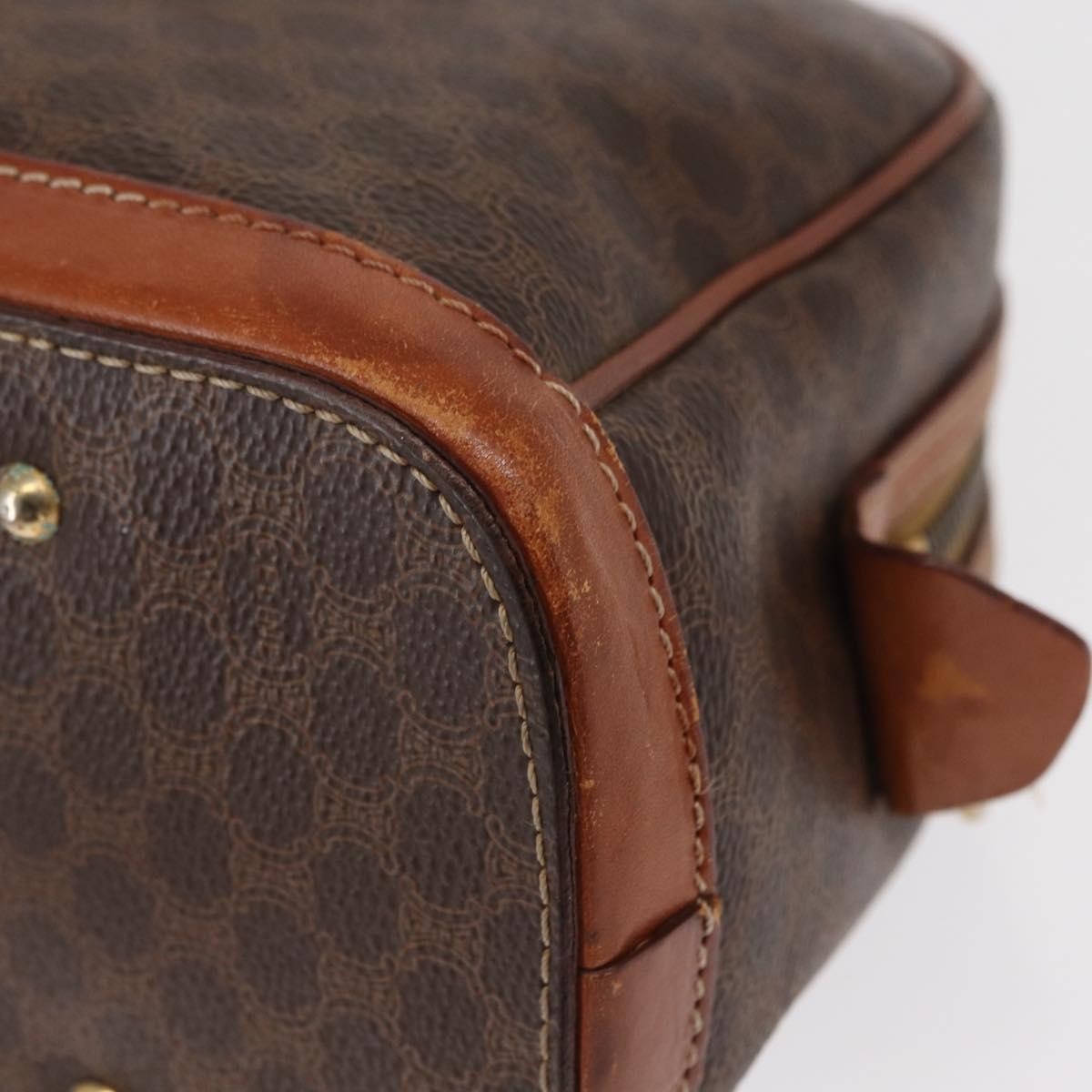 Celine Vintage Macadam Canvas And Leather Brown Canvas Handbag (Pre-Owned)