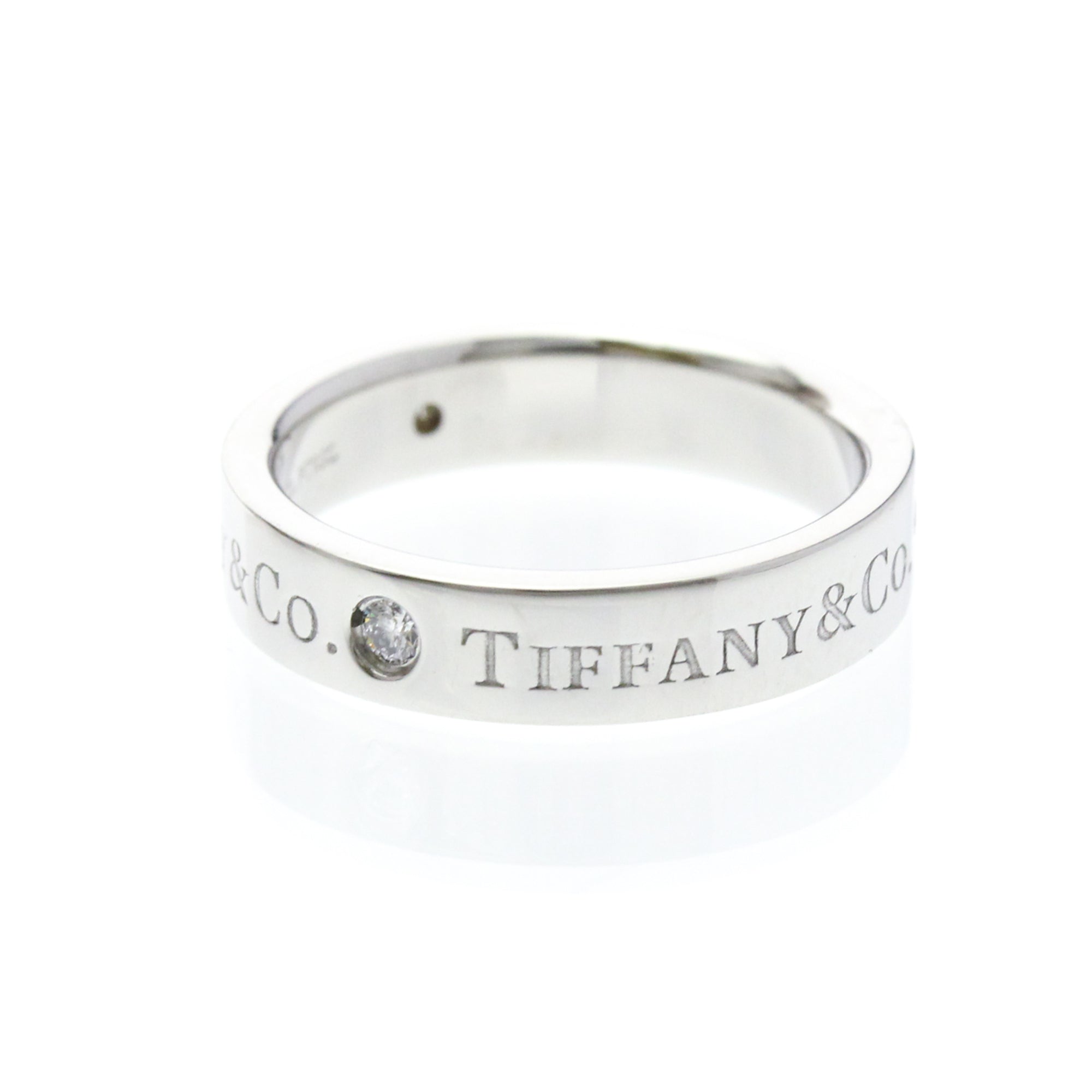 Tiffany & Co. Classic Wedding Band 3 Diamonds Platinum And Diamonds Silver Platinum Ring Jewelry (Pre-Owned)