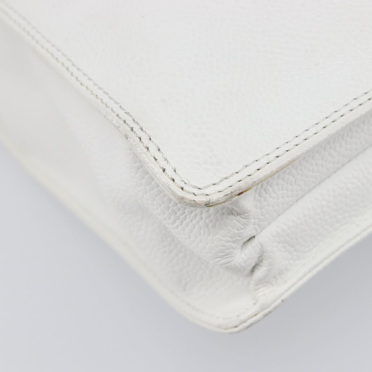 Chanel Vintage Wooden Quilted Caviar White Leather Tote Bag Bag (Pre-Owned)
