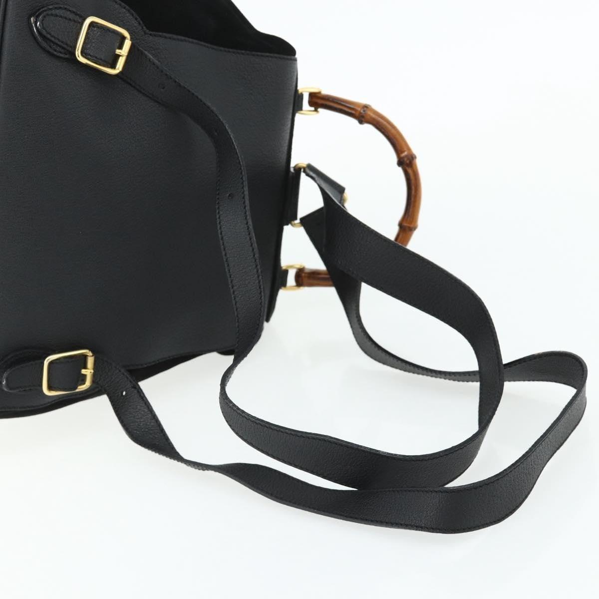 Gucci Vintage Bamboo Suede Black Suede Backpack Bag (Pre-Owned)