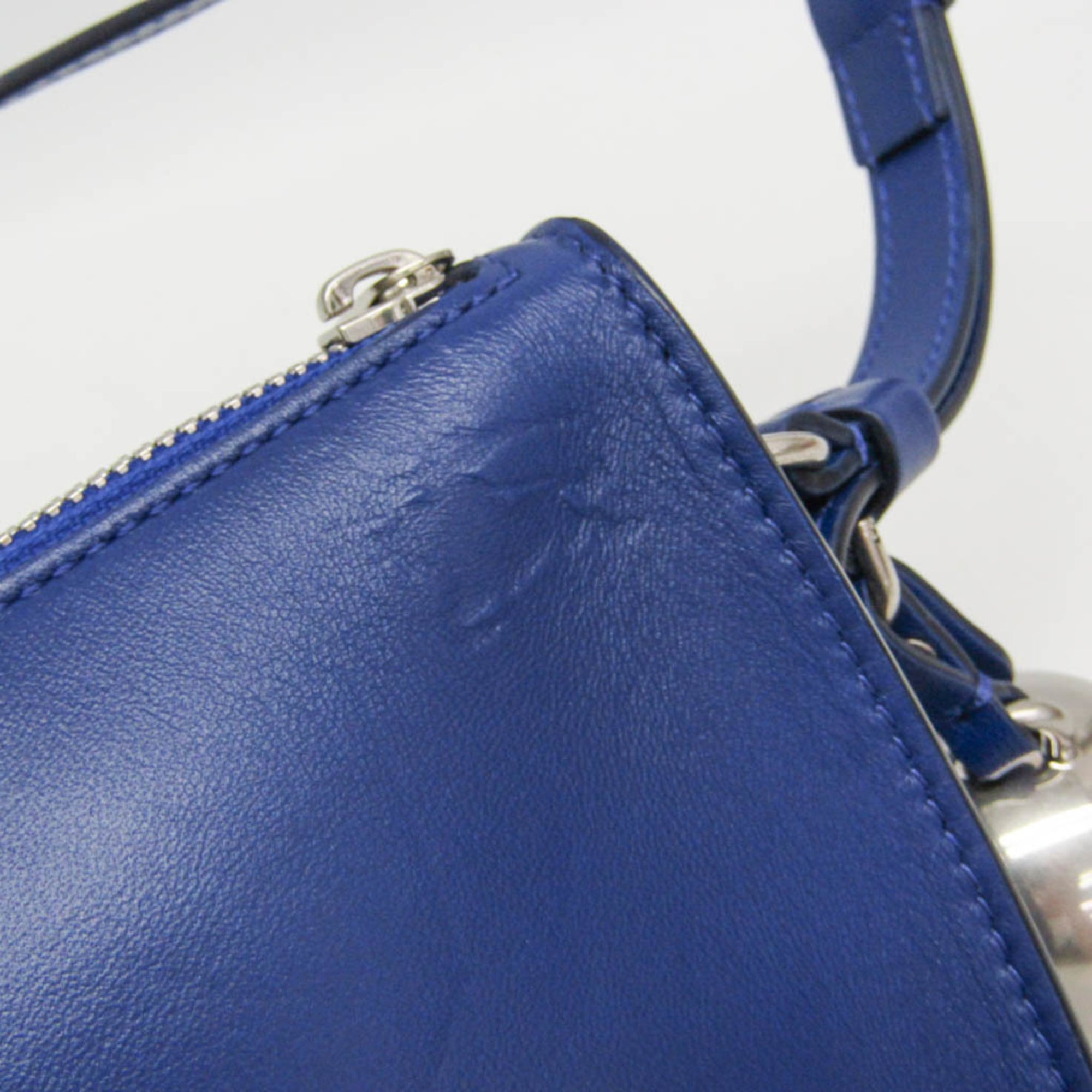Burberry Shield Sling Leather Blue Leather Shoulder Bag Bag (Pre-Owned)