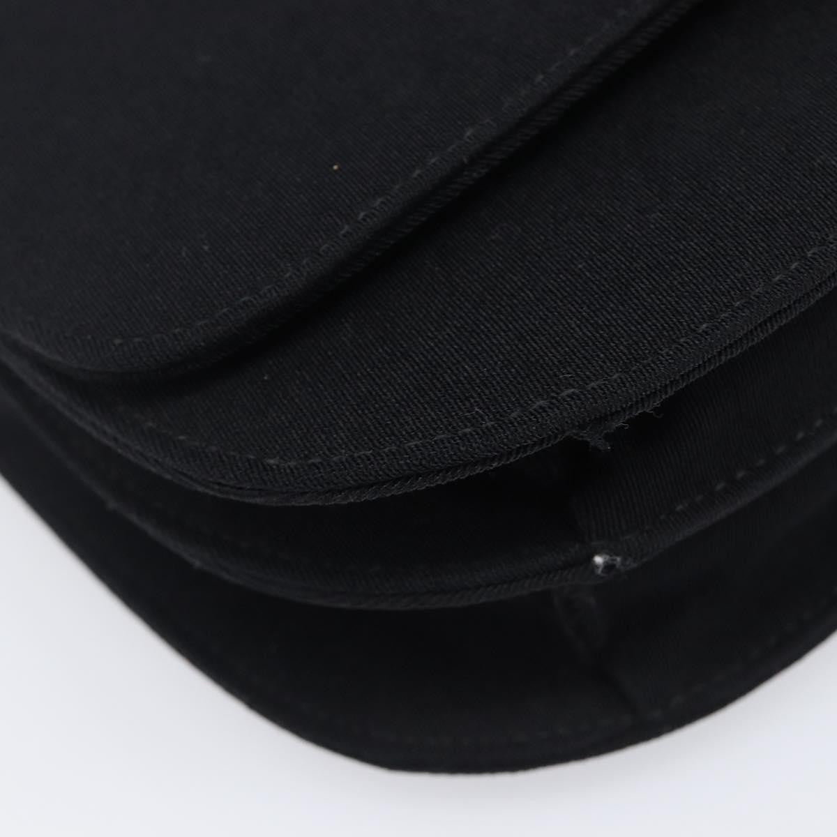 Prada Plastic Chain Flap Bag Canvas Black Cotton Shoulder Bag Bag (Pre-Owned)