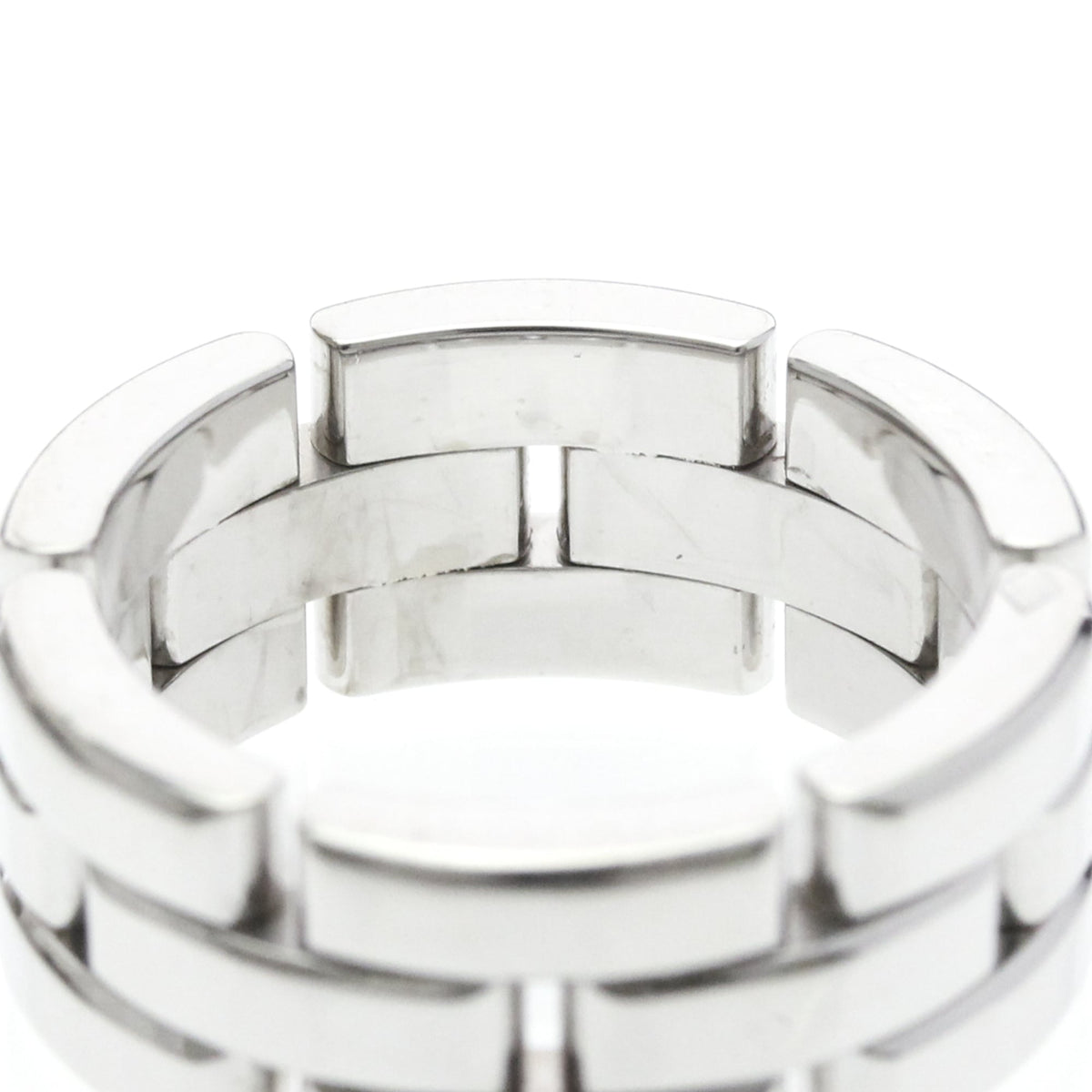 Cartier Maillon Panthere 3 Row 18K White Gold Silver White_Gold Ring Jewelry (Pre-Owned)