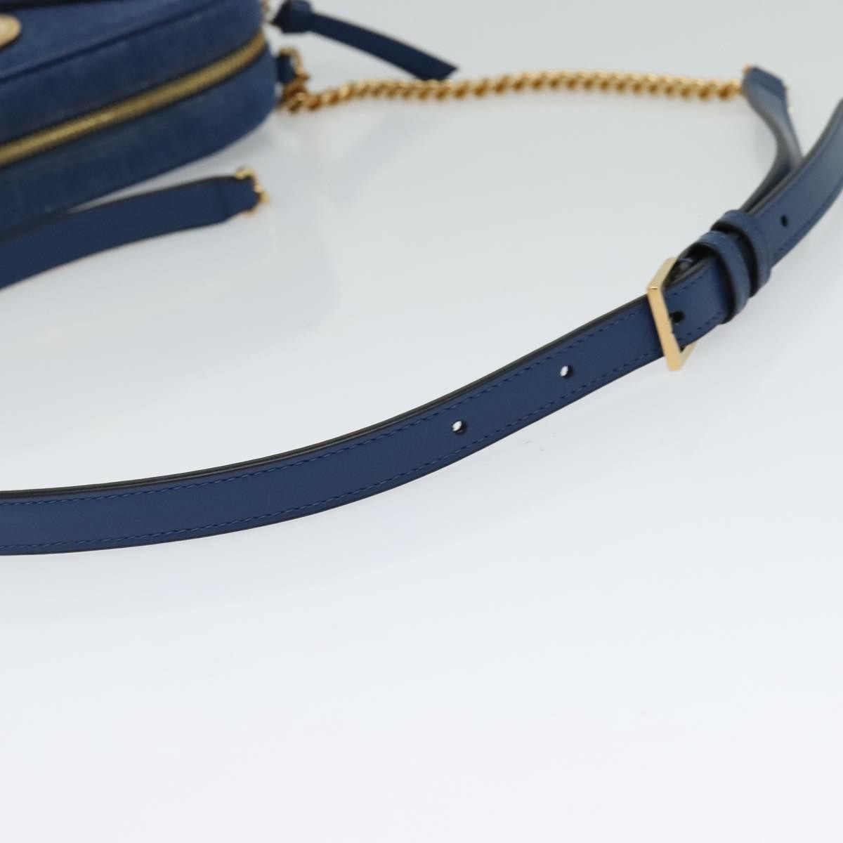 Versace Medusa Icon Front Slip Pocket Camera Quilted Denim Blue Canvas Shoulder Bag Bag (Pre-Owned)