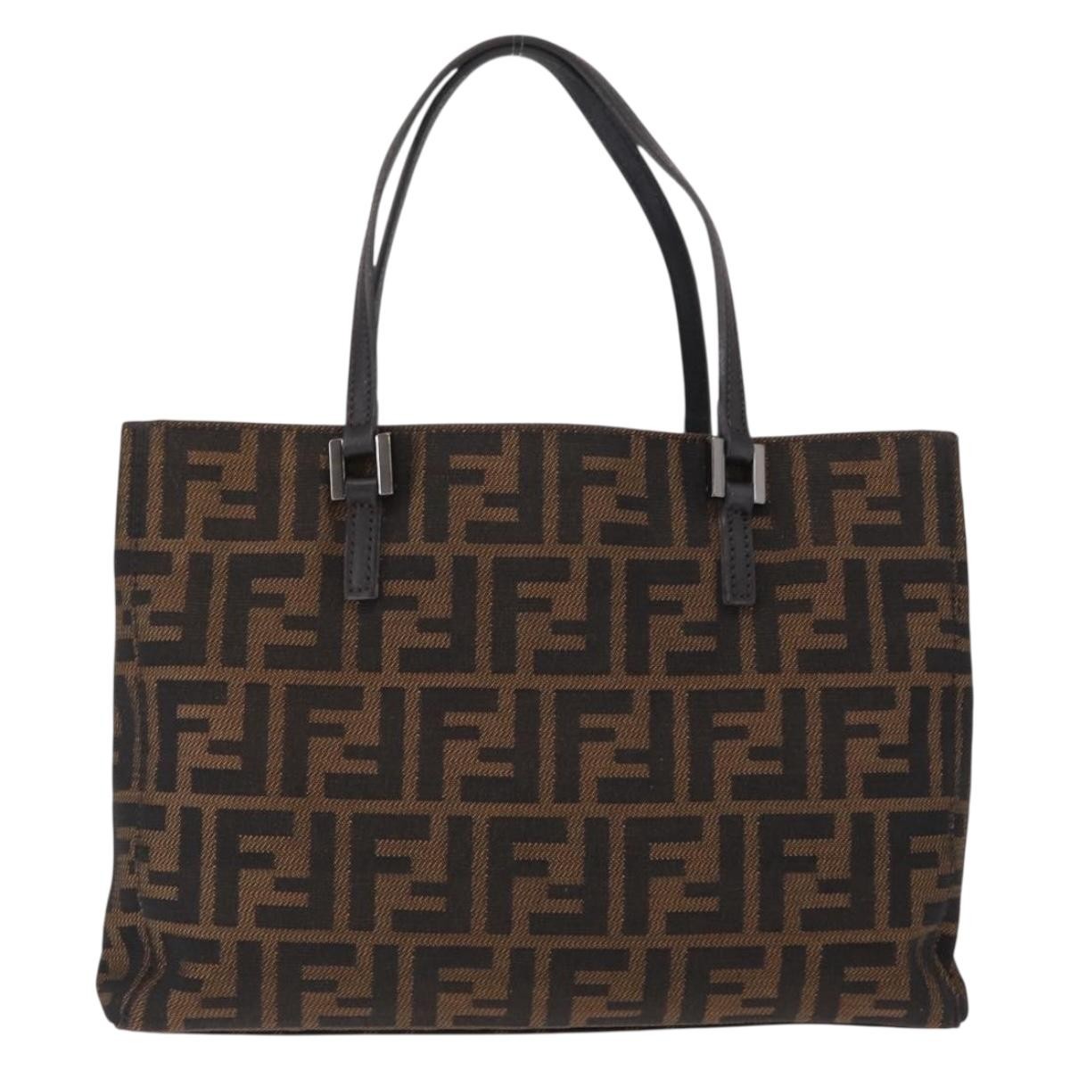 Fendi Vintage Open Tote Zucca Canvas Brown Canvas Tote Bag Bag (Pre-Owned)