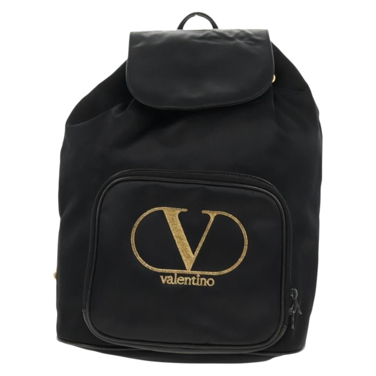 Valentino Garavani Backpack Nylon Black Nylon Backpack Bag (Pre-Owned)
