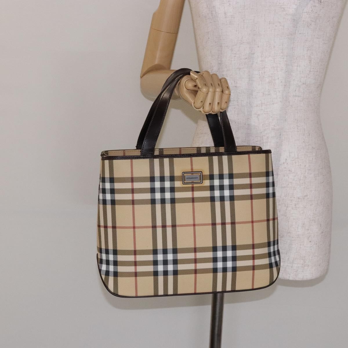 Burberry Vintage Vintage Check Coated Canvas Beige Canvas Tote Bag Bag (Pre-Owned)