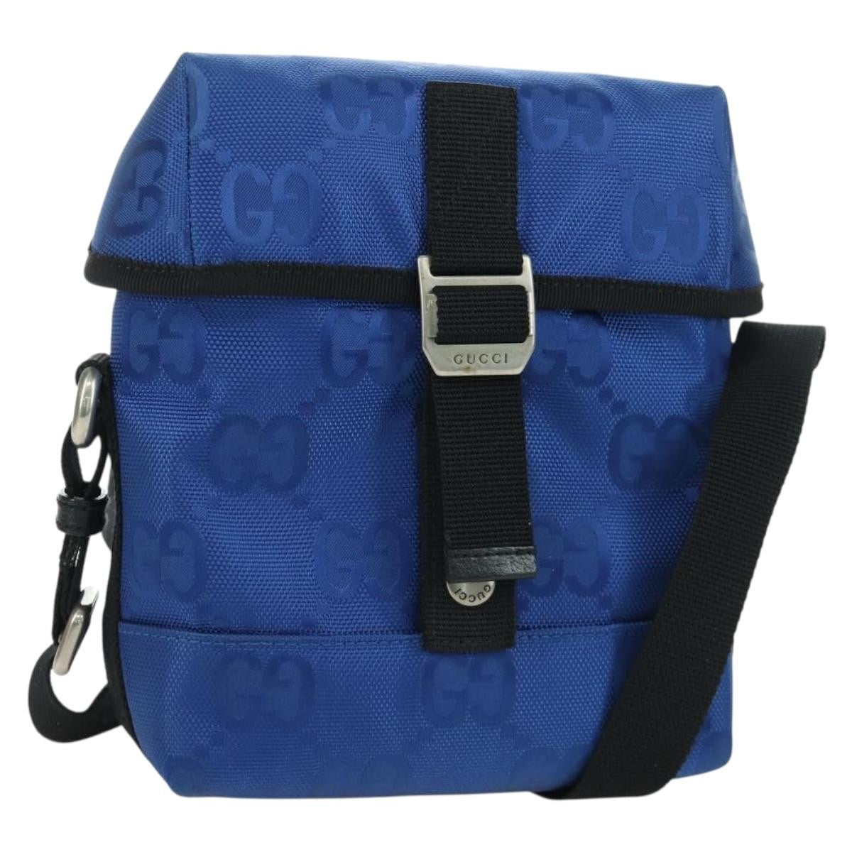 Gucci Off The Grid Buckle Messenger Gg Econyl Blue Canvas Handbag (Pre-Owned)