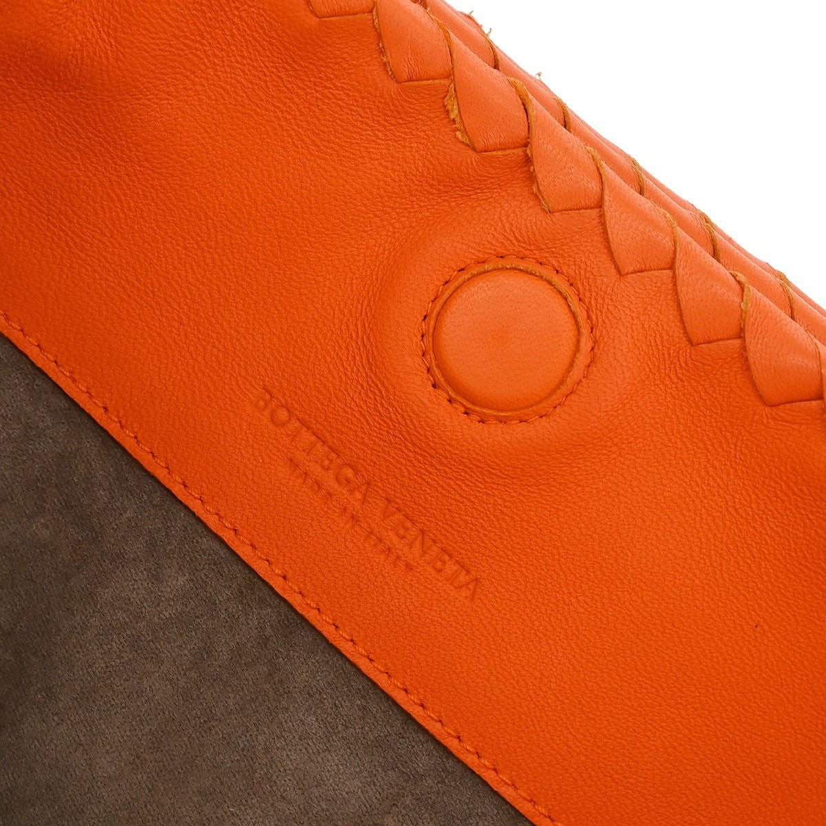 Bottega Veneta Intrecciato Shoulder Leather Orange Leather Shoulder Bag Bag (Pre-Owned)