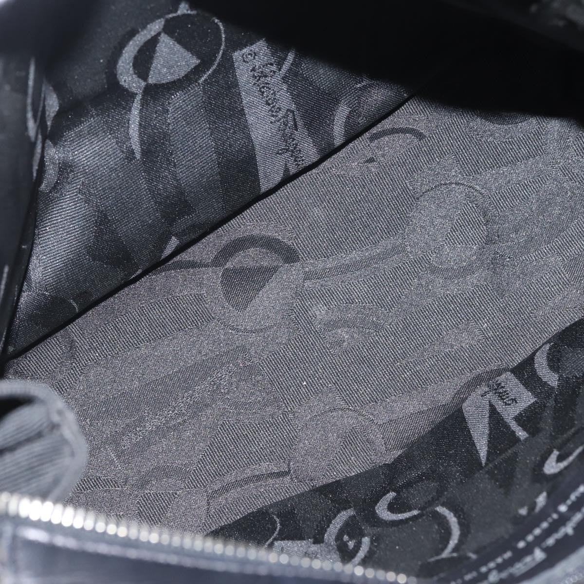 Salvatore Ferragamo Vala Canvas Black Canvas Handbag (Pre-Owned)