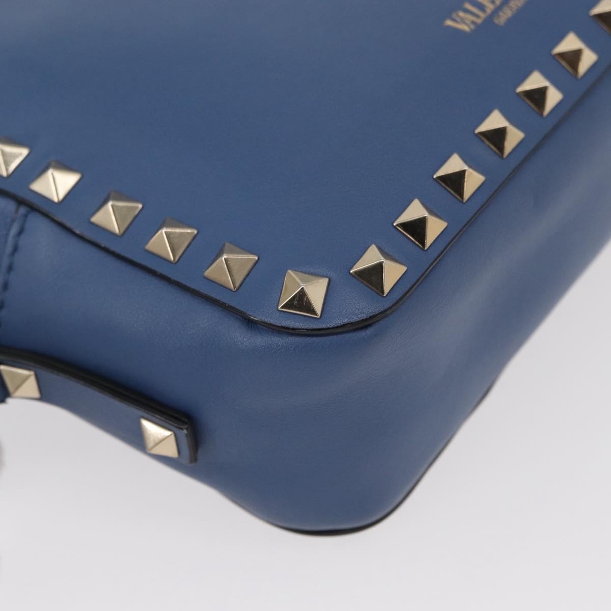 Valentino Garavani Rockstud Camera Leather Blue Leather Clutche & Pouche Bag (Pre-Owned)