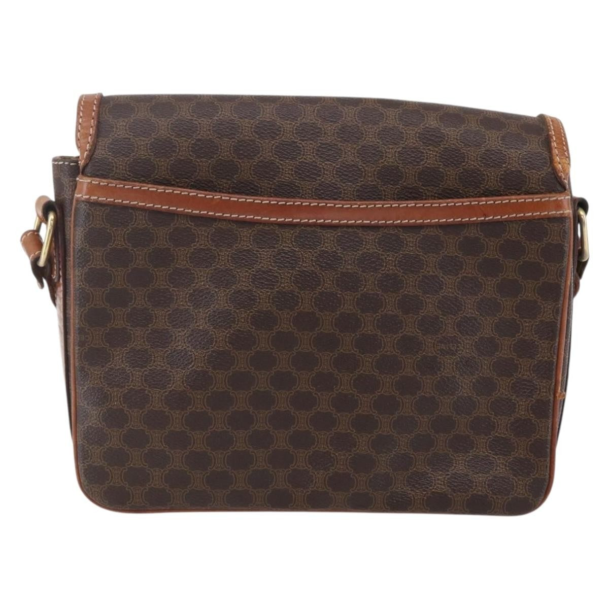 Celine Vintage Macadam Canvas And Leather Brown Canvas Shoulder Bag Bag (Pre-Owned)