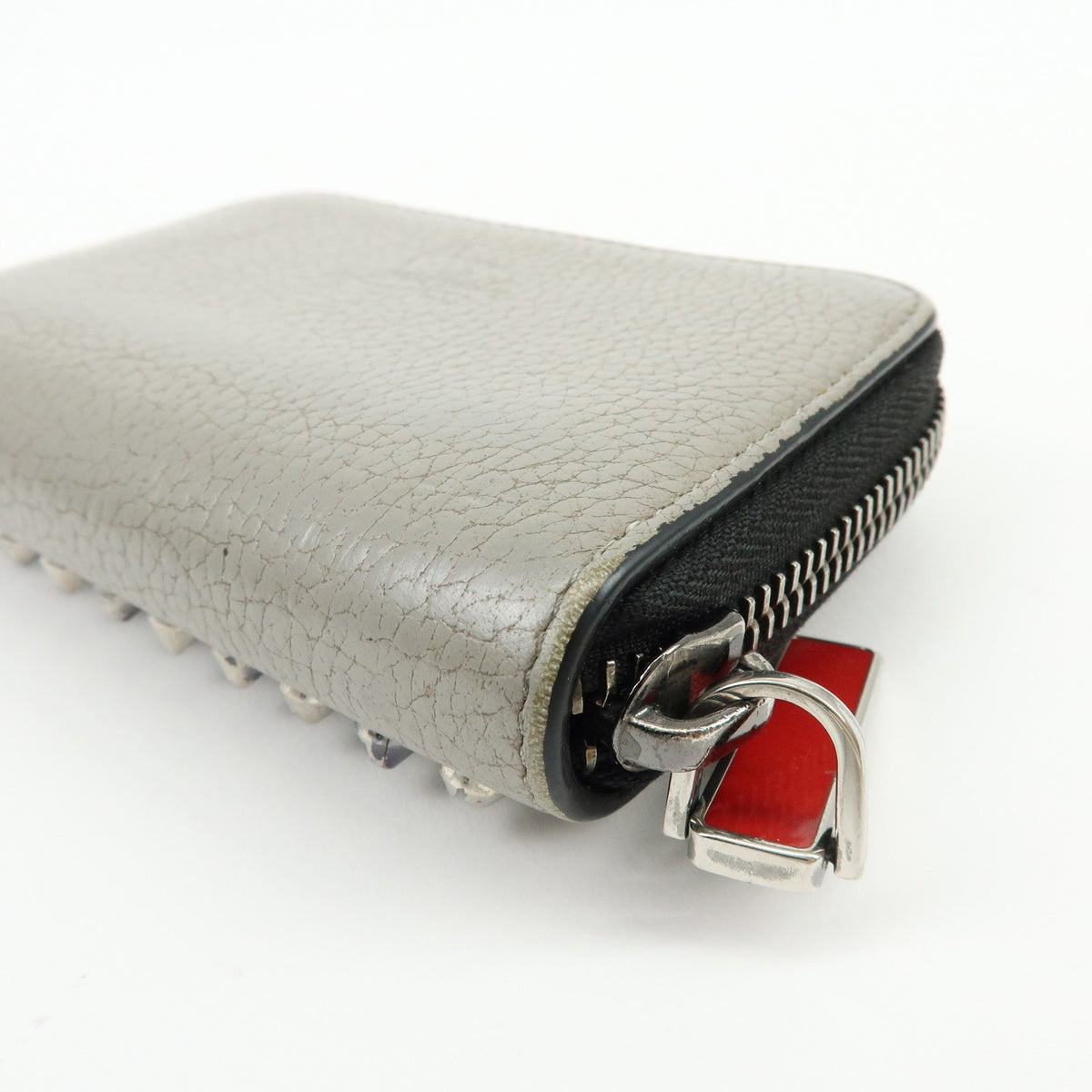 Christian Louboutin Panettone Coin Purse Spiked Leather Beige Leather Wallets Accessory (Pre-Owned)