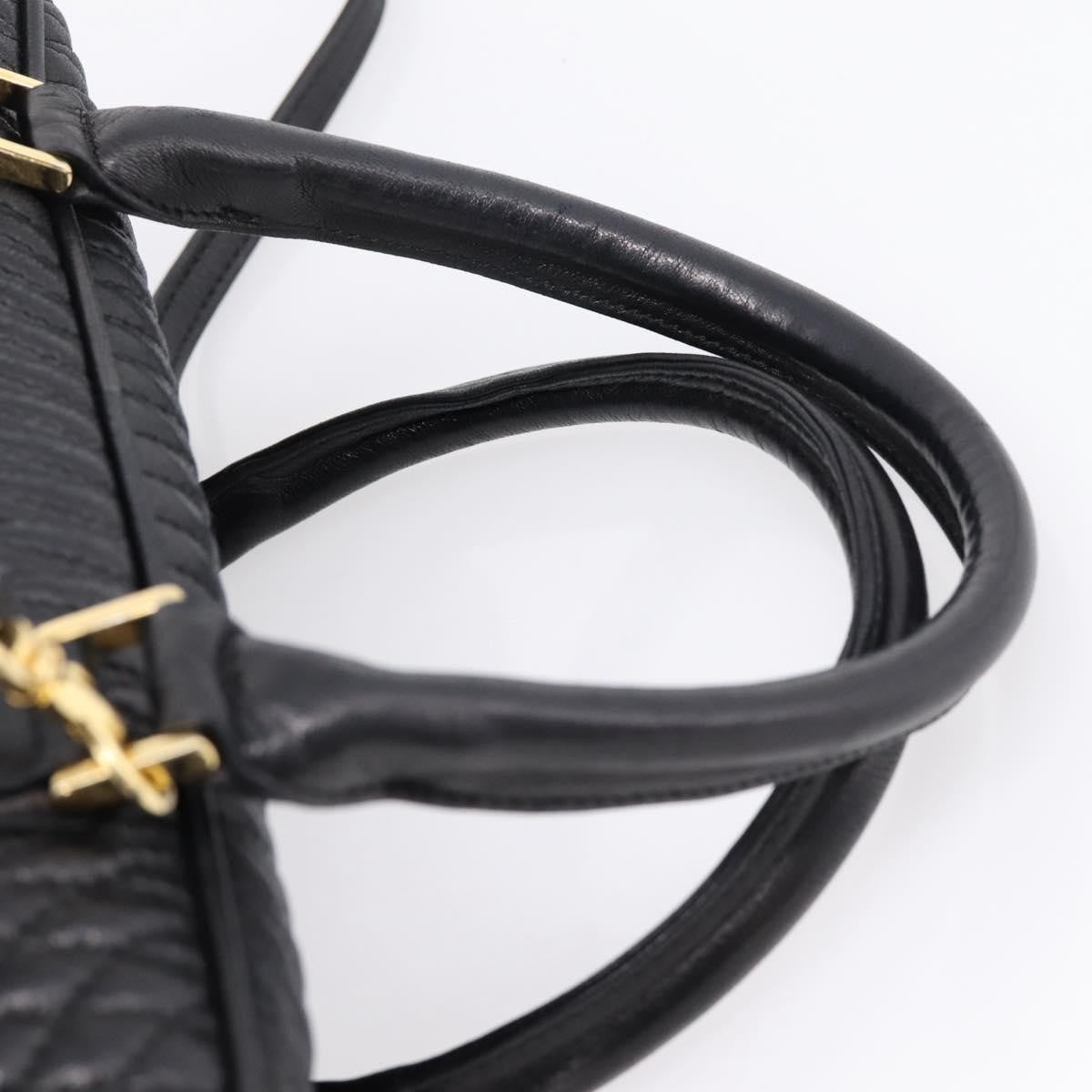 Bally Handbag Leather Black Leather Handbag (Pre-Owned)
