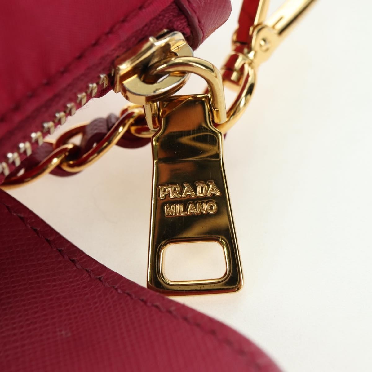Prada Chain Tessuto And Saffiano Leather Pink Nylon Shoulder Bag Bag (Pre-Owned)
