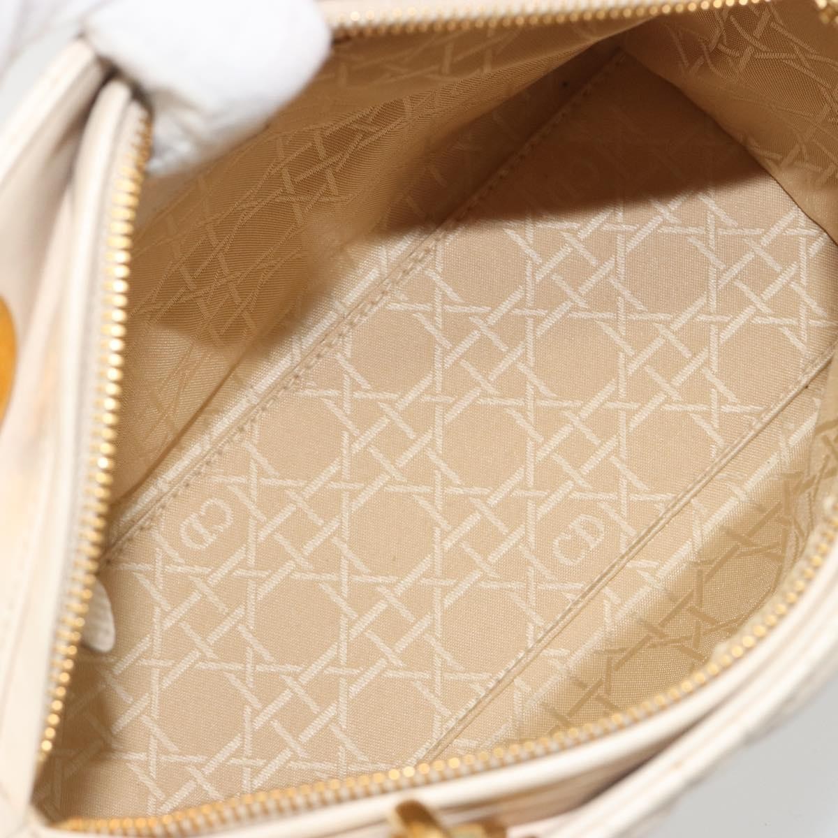 Christian Dior Lady Dior Cannage Quilt Lambskin White Leather Handbag (Pre-Owned)