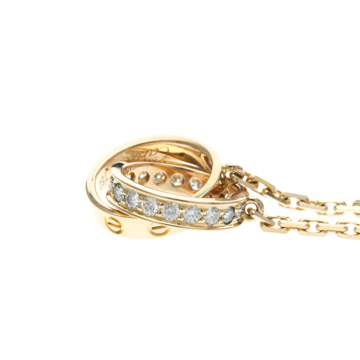 Cartier Love Interlocking 18K Rose Gold With Diamonds Gold Pink_Gold Necklace Jewelry (Pre-Owned)