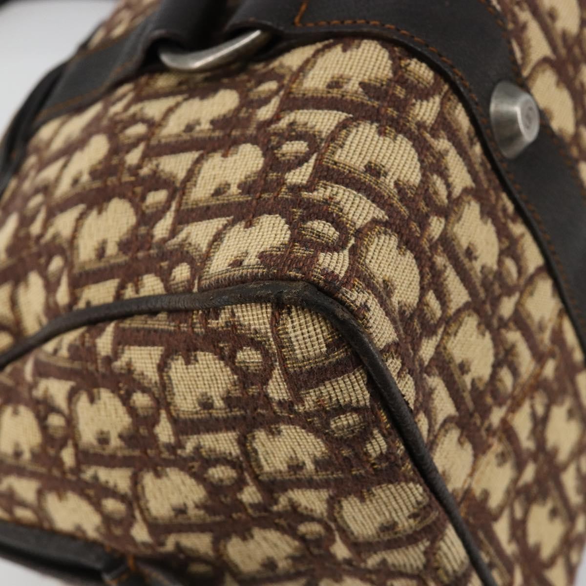Christian Dior Vintage Cd Trotter Canvas Brown Canvas Handbag (Pre-Owned)
