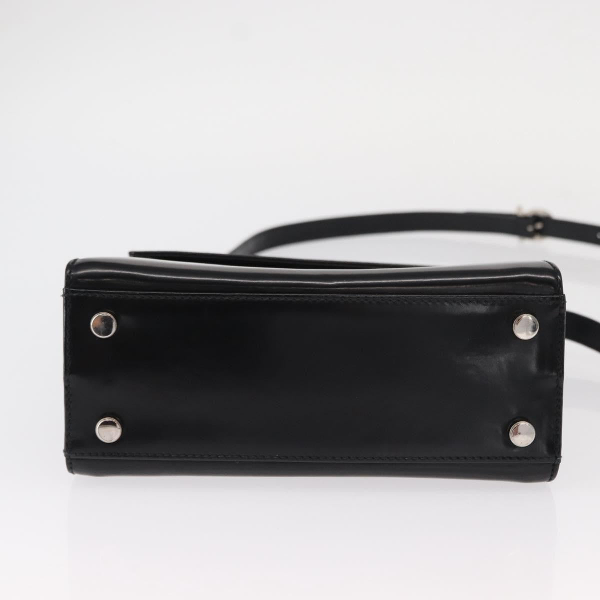 Salvatore Ferragamo Gancini Leather Black Leather Handbag (Pre-Owned)